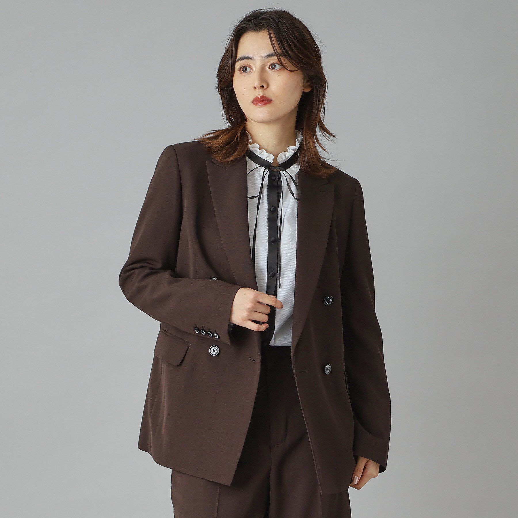 DRESSTERIOR「【セットアップ可/オンオフ】ウールビスコースカルゼジャケット」|テーラードジャケット|