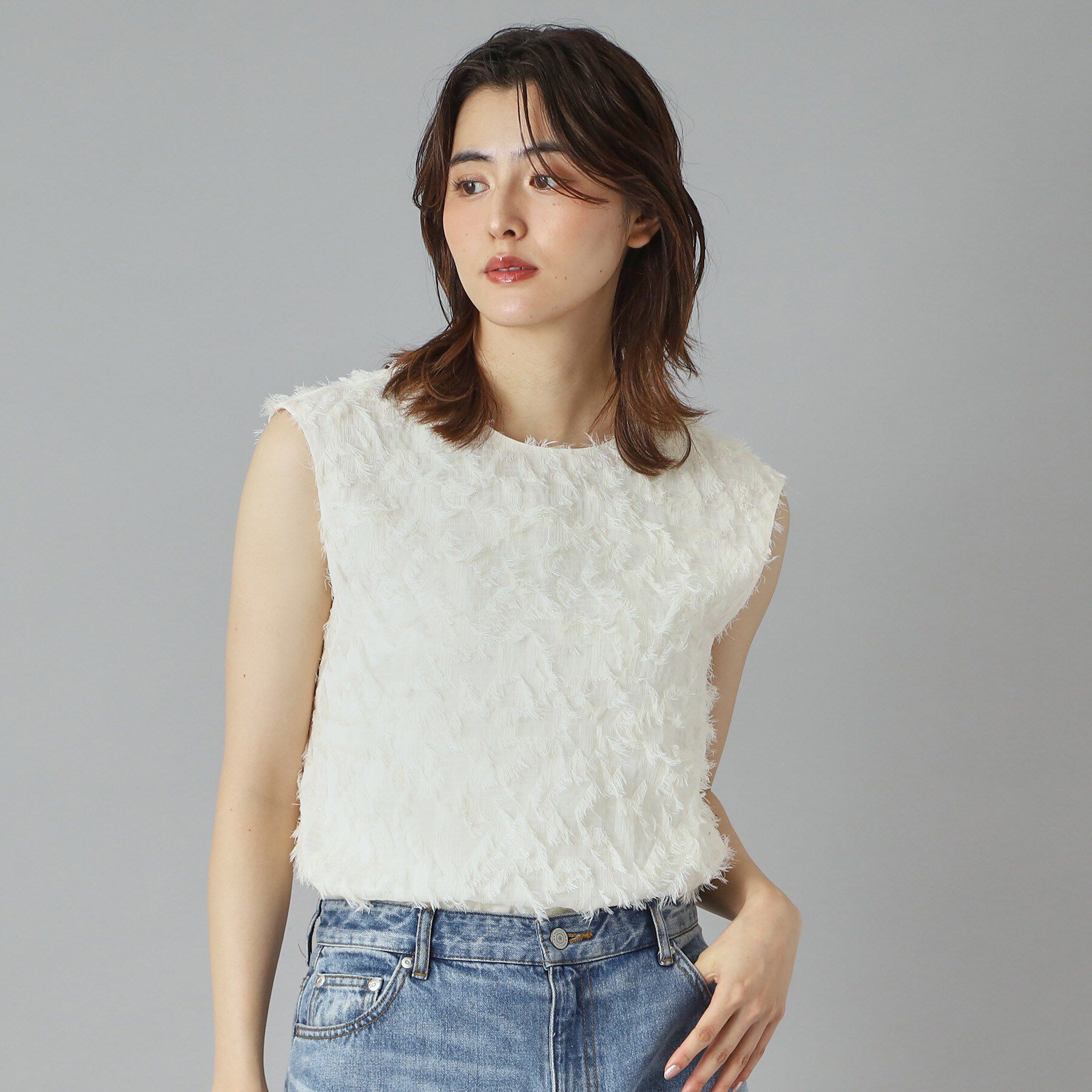 DRESSTERIOR「【セットアップ可/トレンド】カットジャカードフレンチスリーブブラウス」|シャツ・ブラウス|