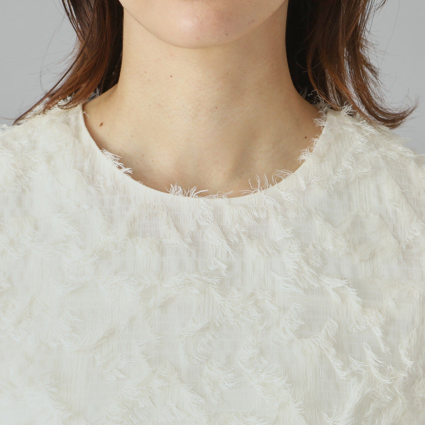 DRESSTERIOR「【セットアップ可/トレンド】カットジャカードフレンチスリーブブラウス」|シャツ・ブラウス|