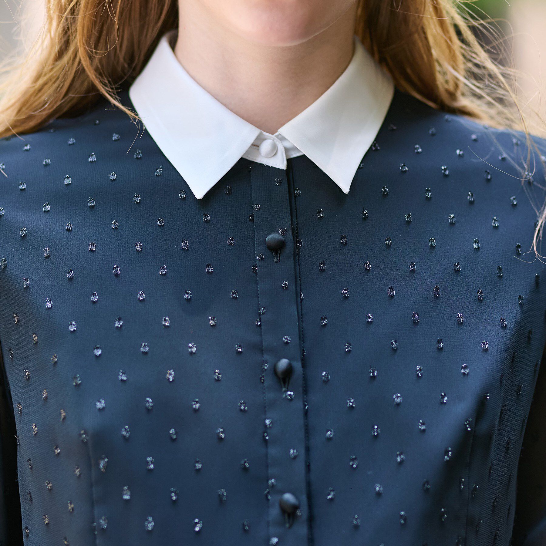 DRESSTERIOR「【ウォッシャブル/きれいめ】フィルムドットクレリックワンピース」|ワンピース|