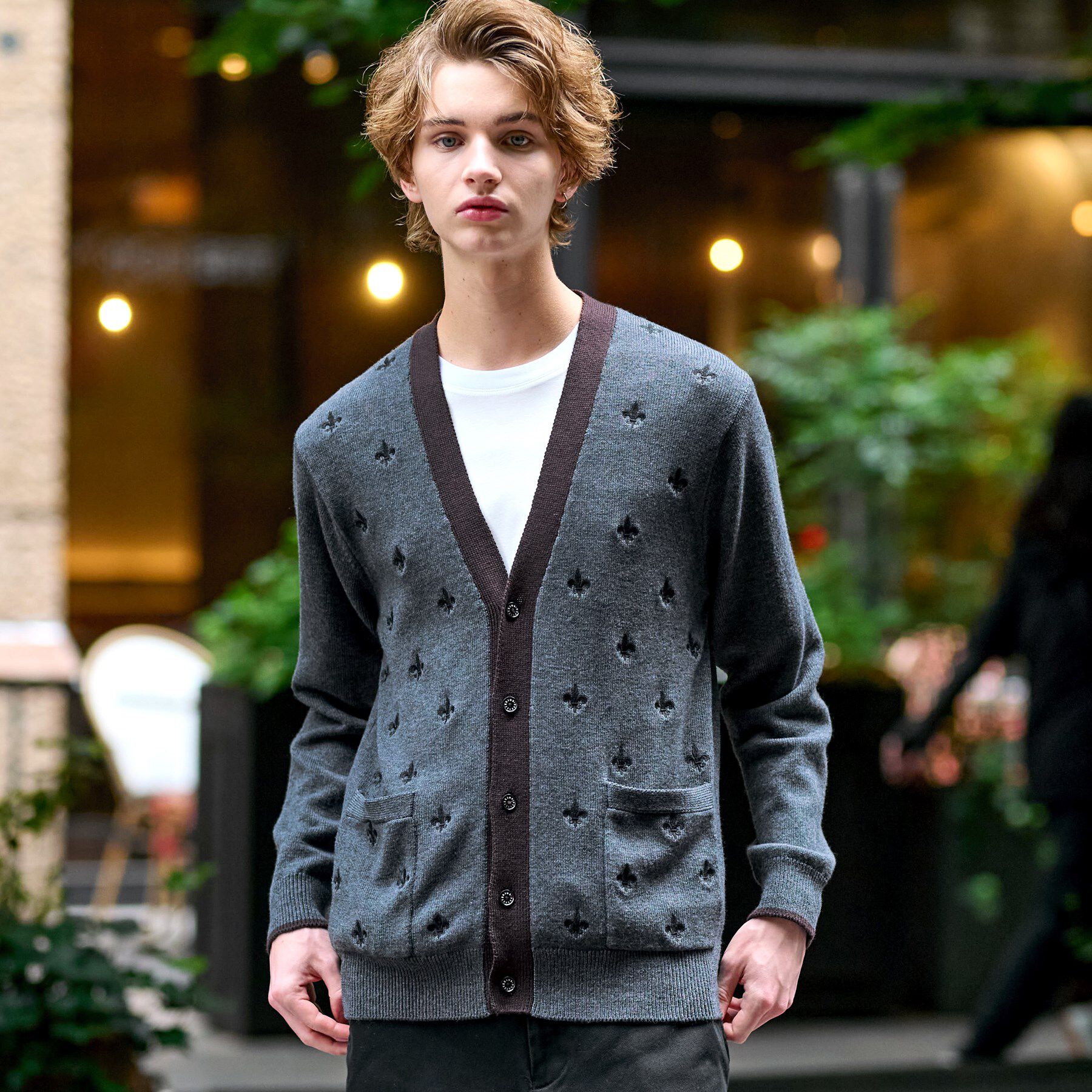 DRESSTERIOR「エンブロイダリー ニットカーディガン」|カーディガン|グレー(012)