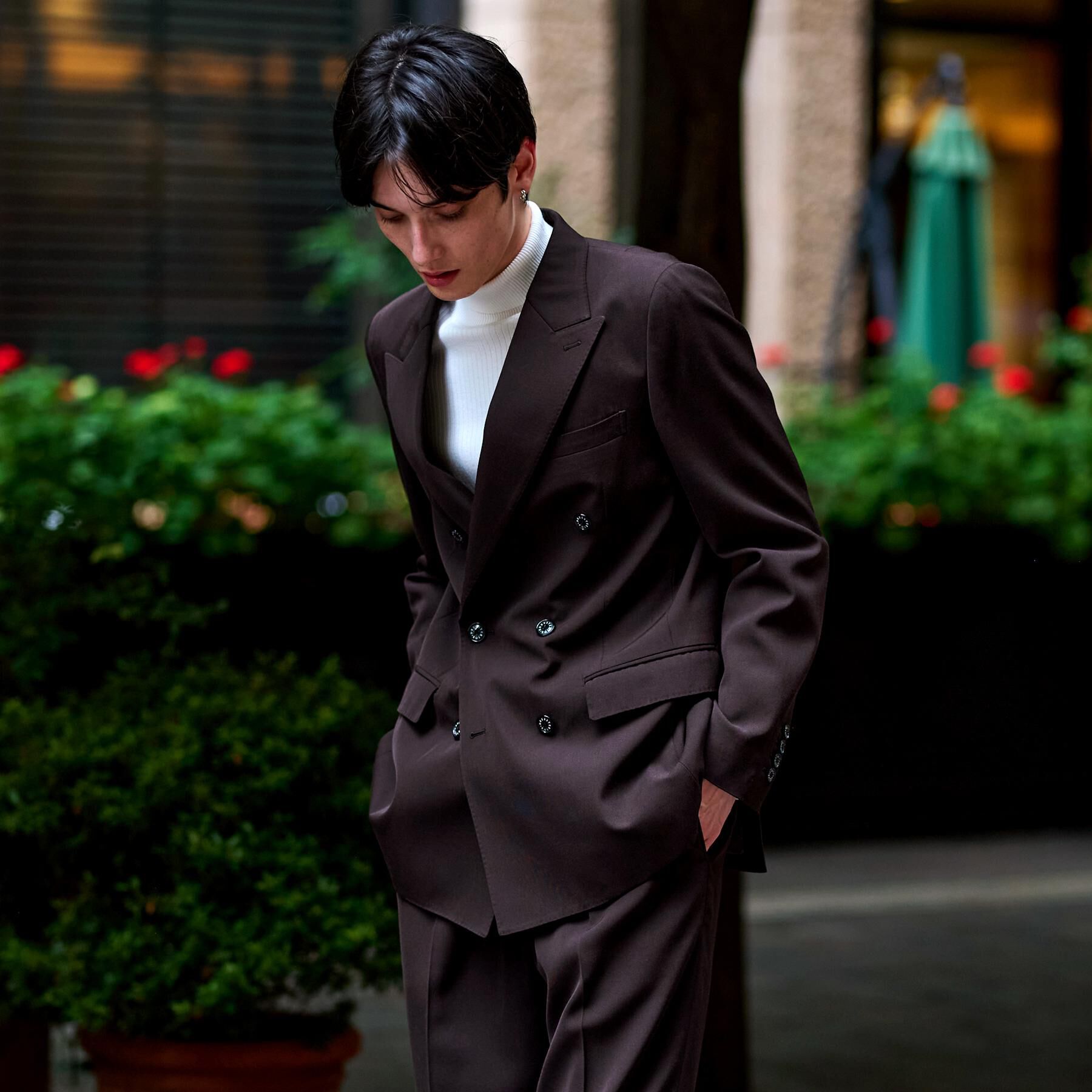 DRESSTERIOR「【セットアップ可】ブラウンツイル ダブルジャケット」|テーラードジャケット|