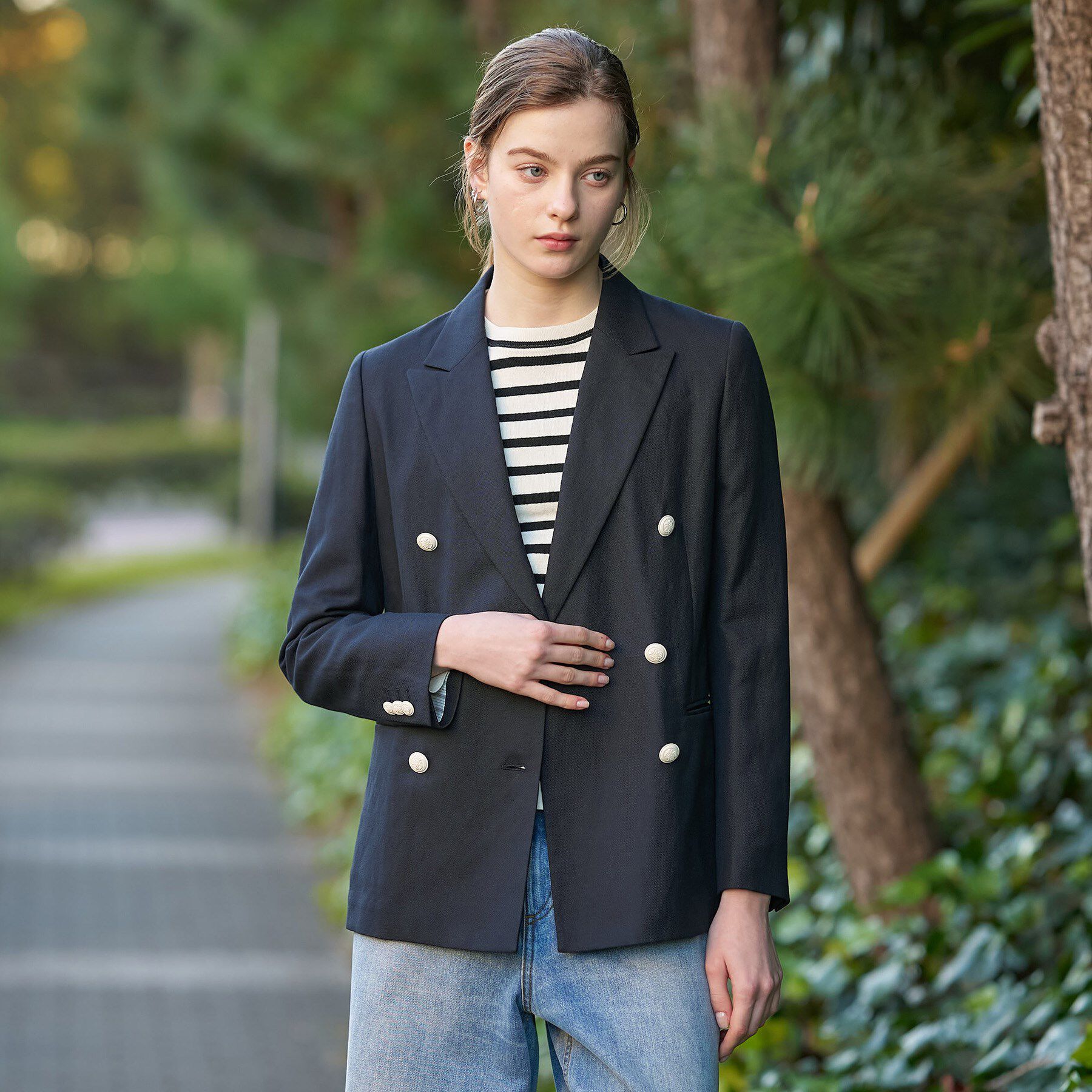 DRESSTERIOR「【セットアップ可】リネンブレンドダブルブレストジャケット」|テーラードジャケット|