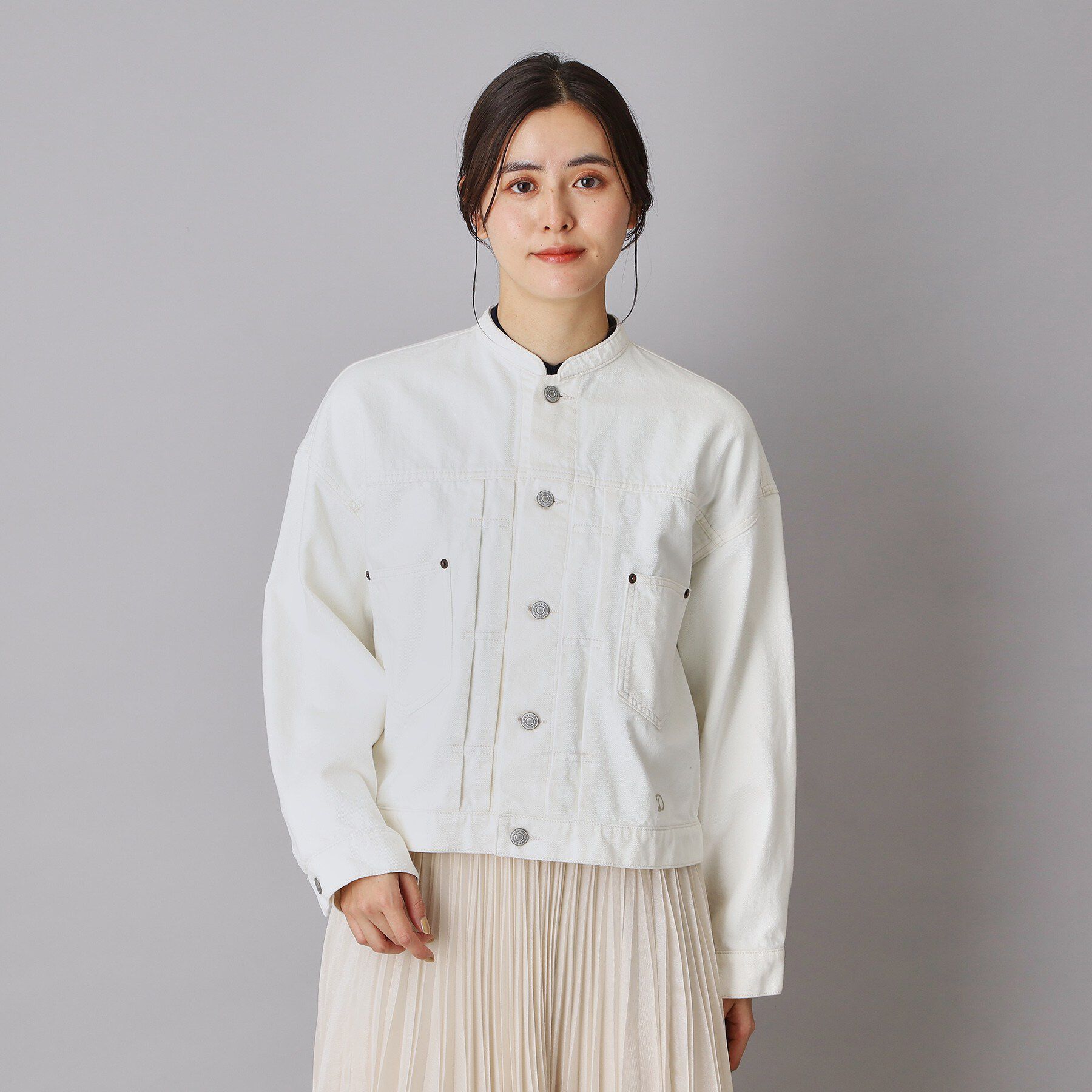 DRESSTERIOR「【ウォッシャブル】バンドカラー ホワイトＧジャン」|デニムジャケット|