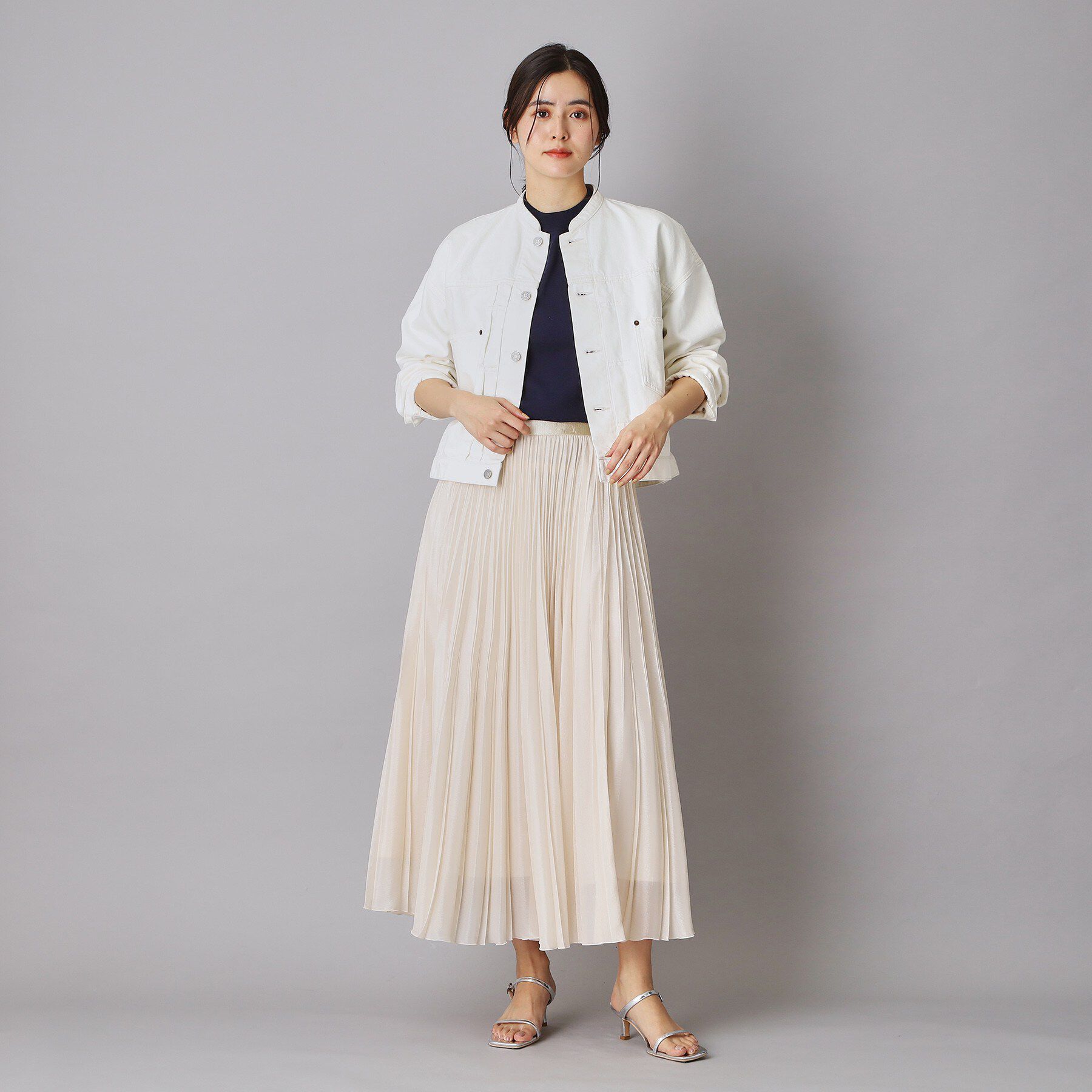 DRESSTERIOR「【ウォッシャブル】バンドカラー ホワイトＧジャン」|デニムジャケット|