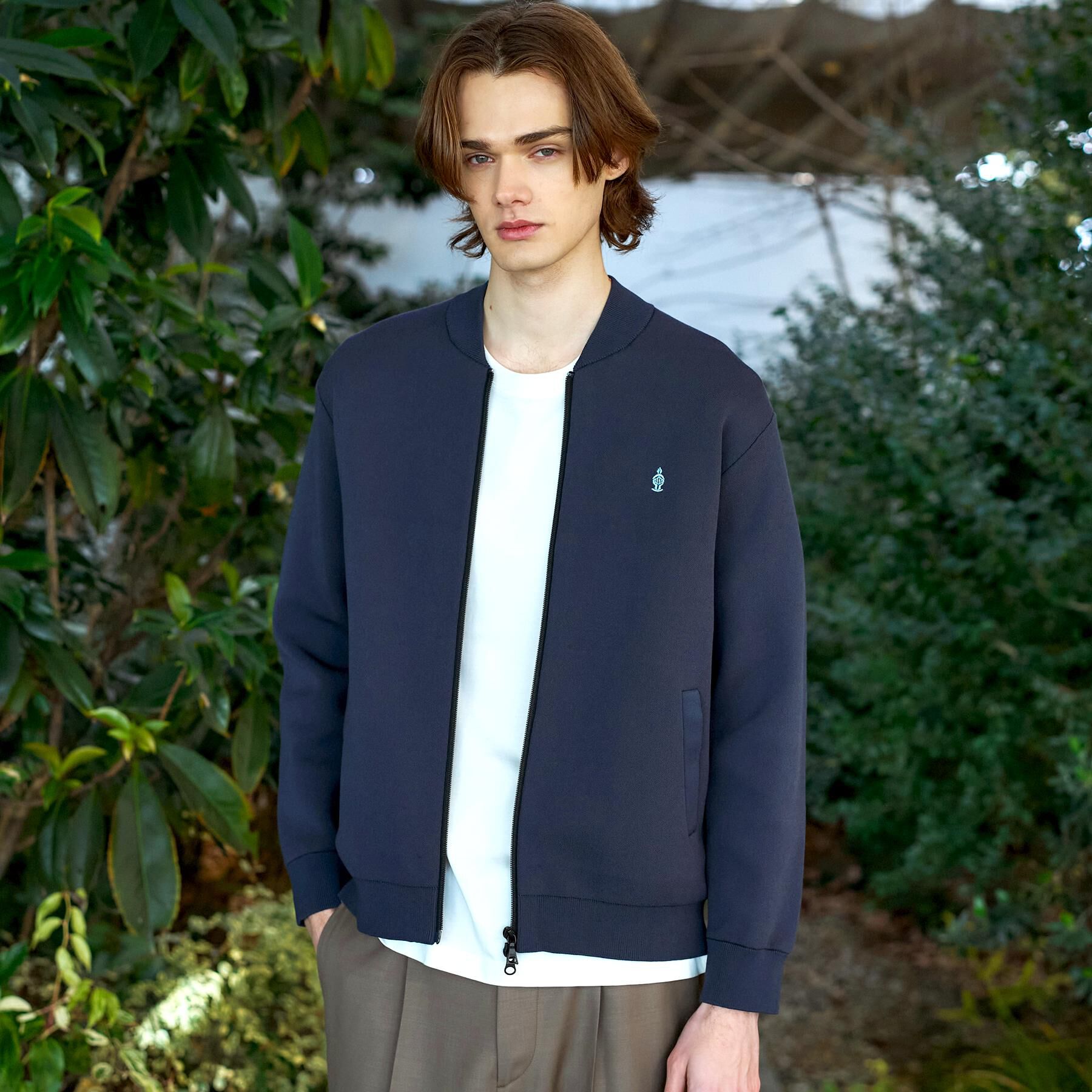 DRESSTERIOR「スプリング ニットブルゾン」|ブルゾン・スタジャン|ネイビー(094)