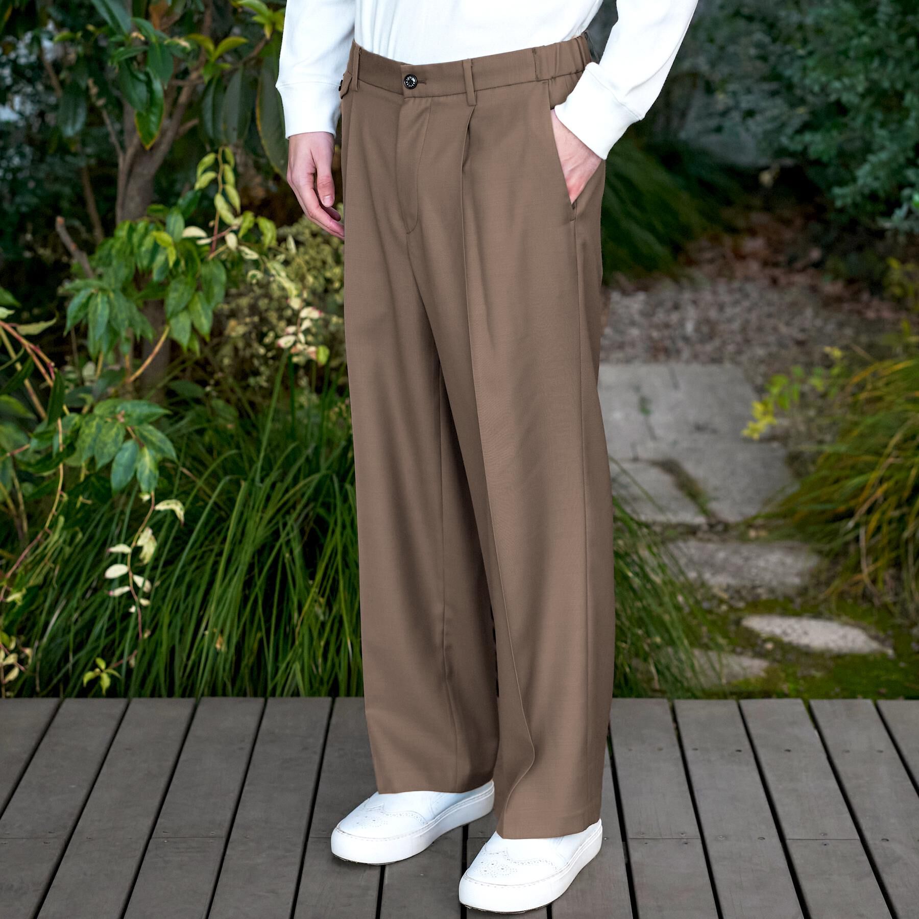 DRESSTERIOR「【家庭洗濯可】ウォッシャブル サイドゴア ワンタックワイドパンツ」|その他|トープ(054)