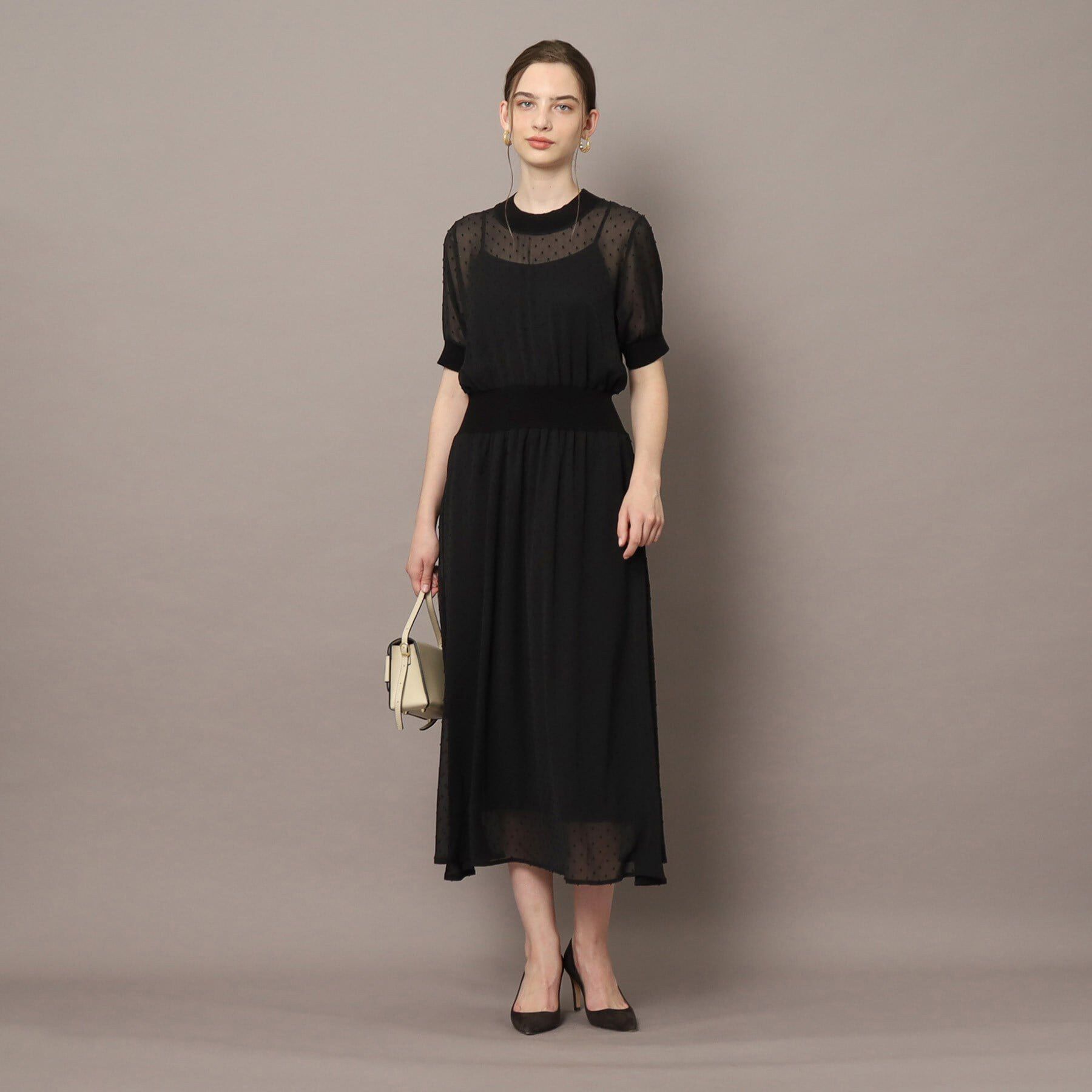 DRESSTERIOR「【大人MUSE5月号掲載/ウォッシャブル】ドットカットジャガードドレス」|ワンピース|