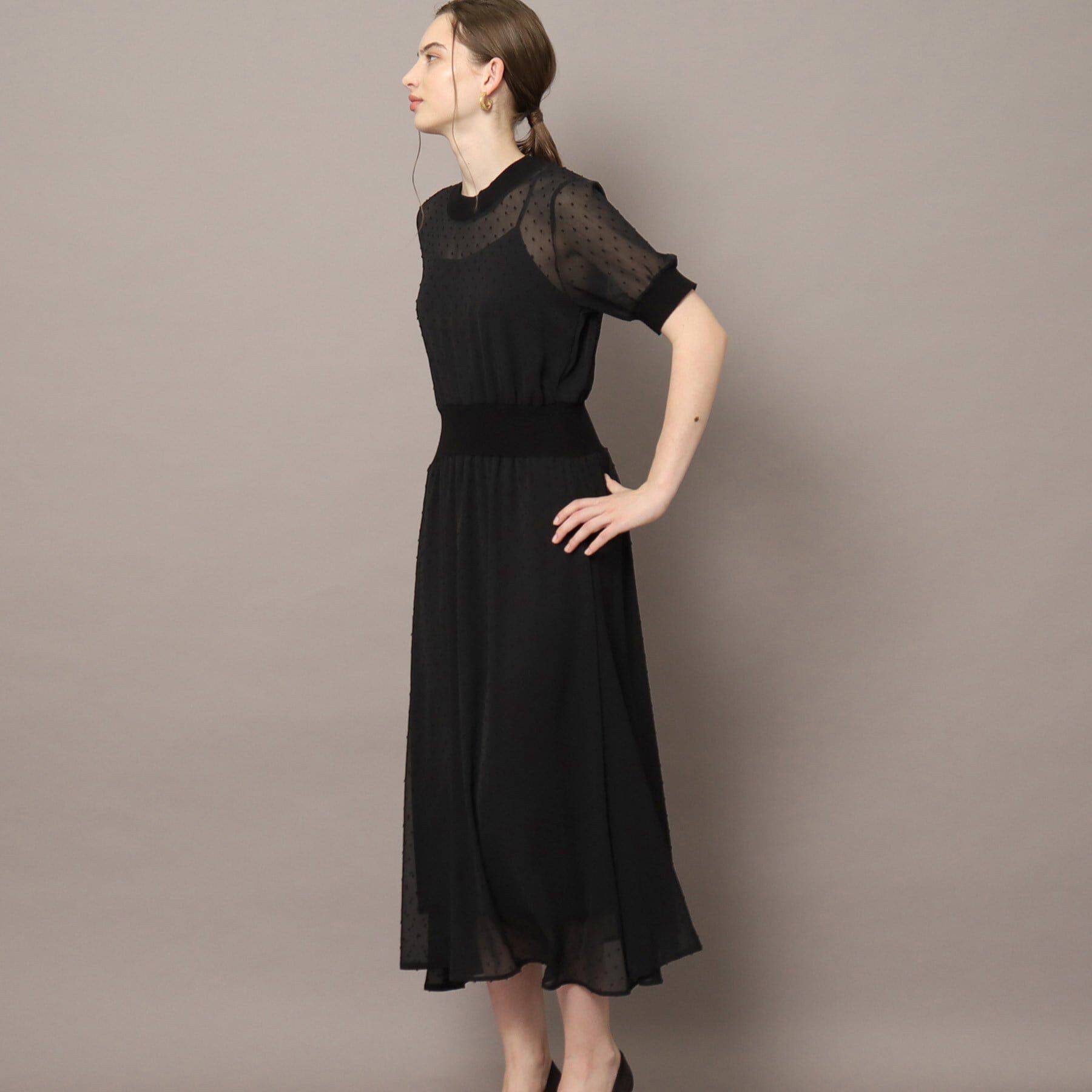 DRESSTERIOR「【大人MUSE5月号掲載/ウォッシャブル】ドットカットジャガードドレス」|ワンピース|