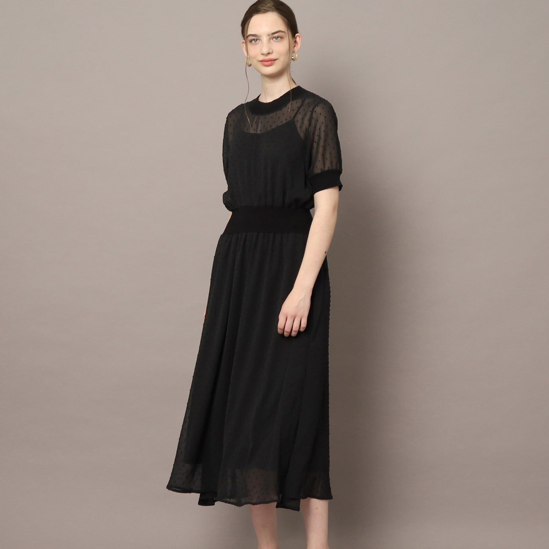 DRESSTERIOR「【大人MUSE5月号掲載/ウォッシャブル】ドットカットジャガードドレス」|ワンピース|