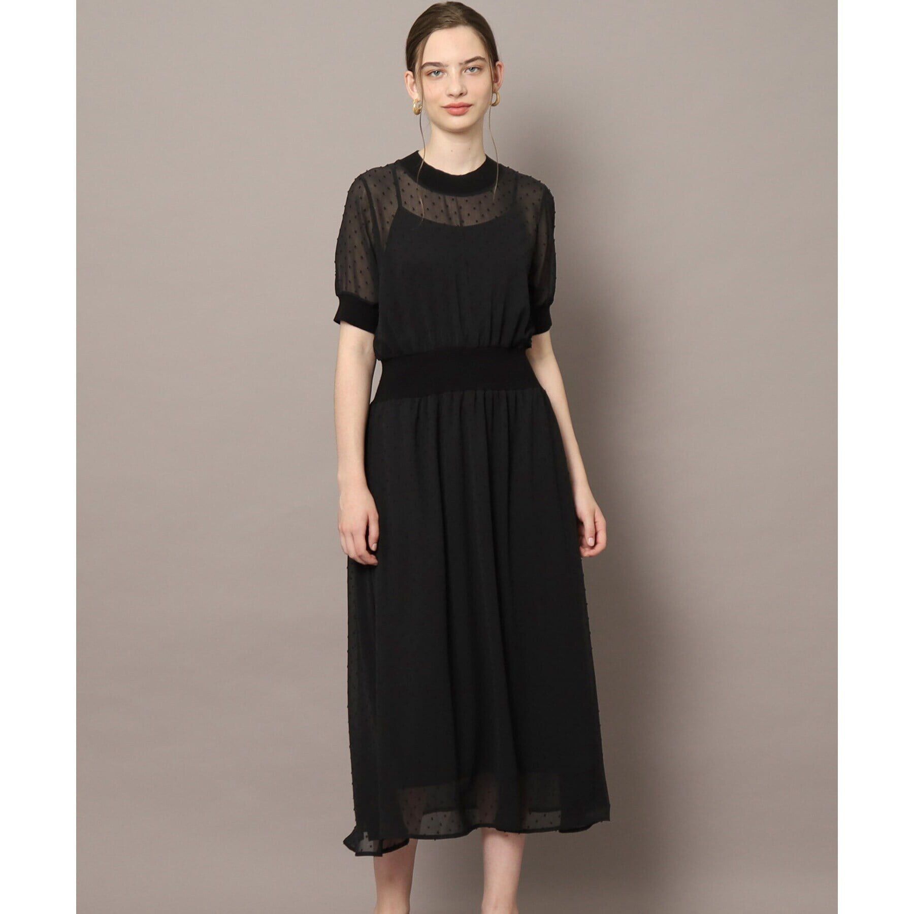 DRESSTERIOR「【大人MUSE5月号掲載/ウォッシャブル】ドットカットジャガードドレス」|ワンピース|