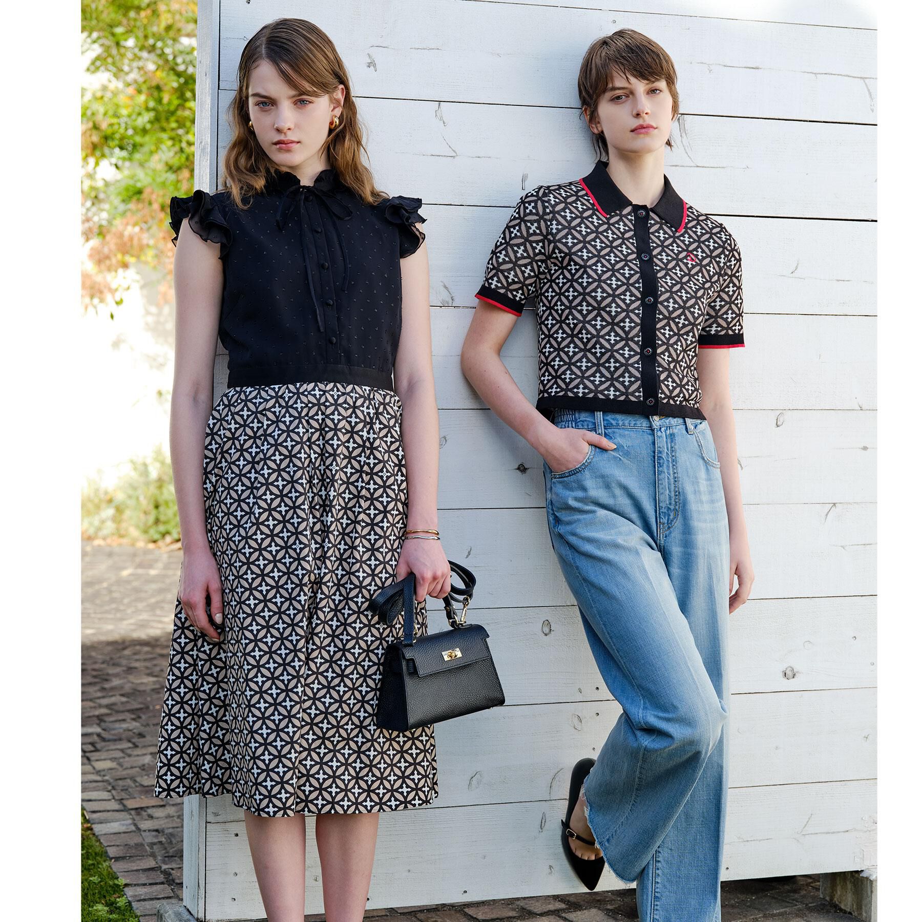 DRESSTERIOR「オーバーラップサークルニットシャツカーデ」|ニット・セーター|