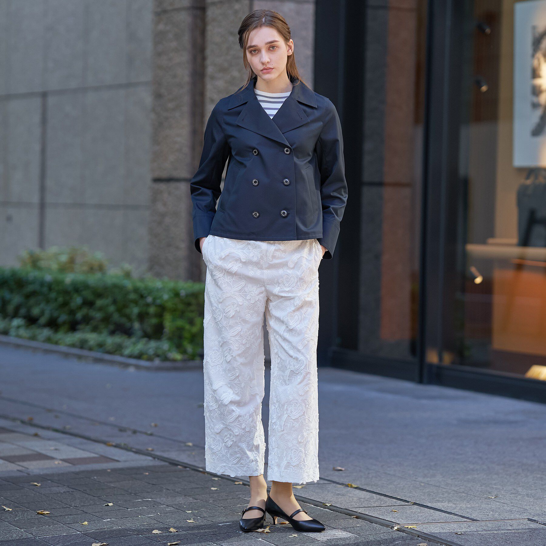 DRESSTERIOR「【ウォッシャブル/撥水素材】Aラインショートトレンチジャケット」|トレンチコート|