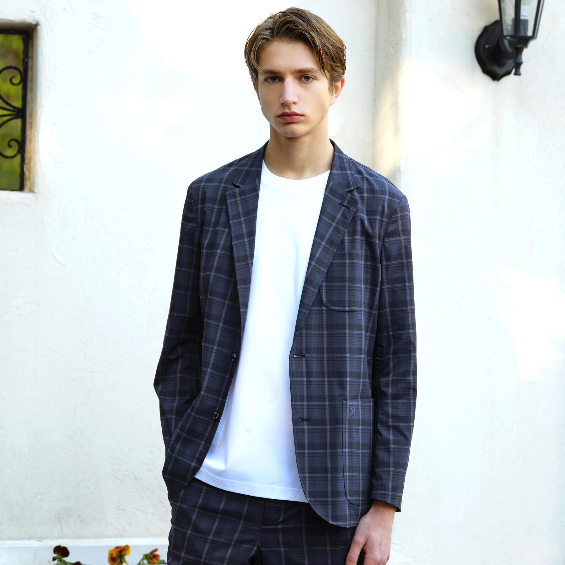 DRESSTERIOR「【セットアップ可】DotAir チェックジャケット」|テーラードジャケット|ネイビー(294)