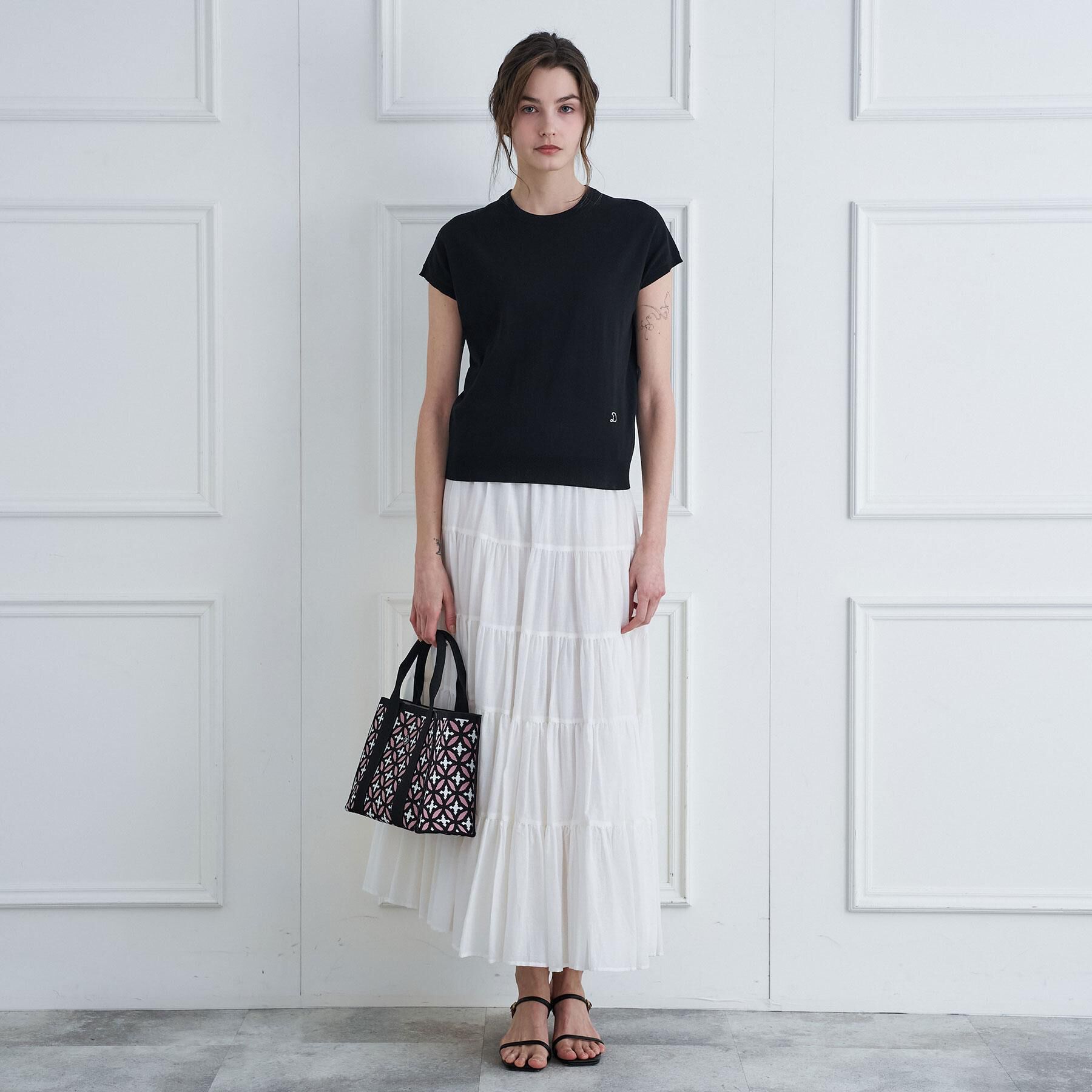 DRESSTERIOR「【ウォッシャブル】コットンシルクフレンチスリーブニット」|ニット・セーター|