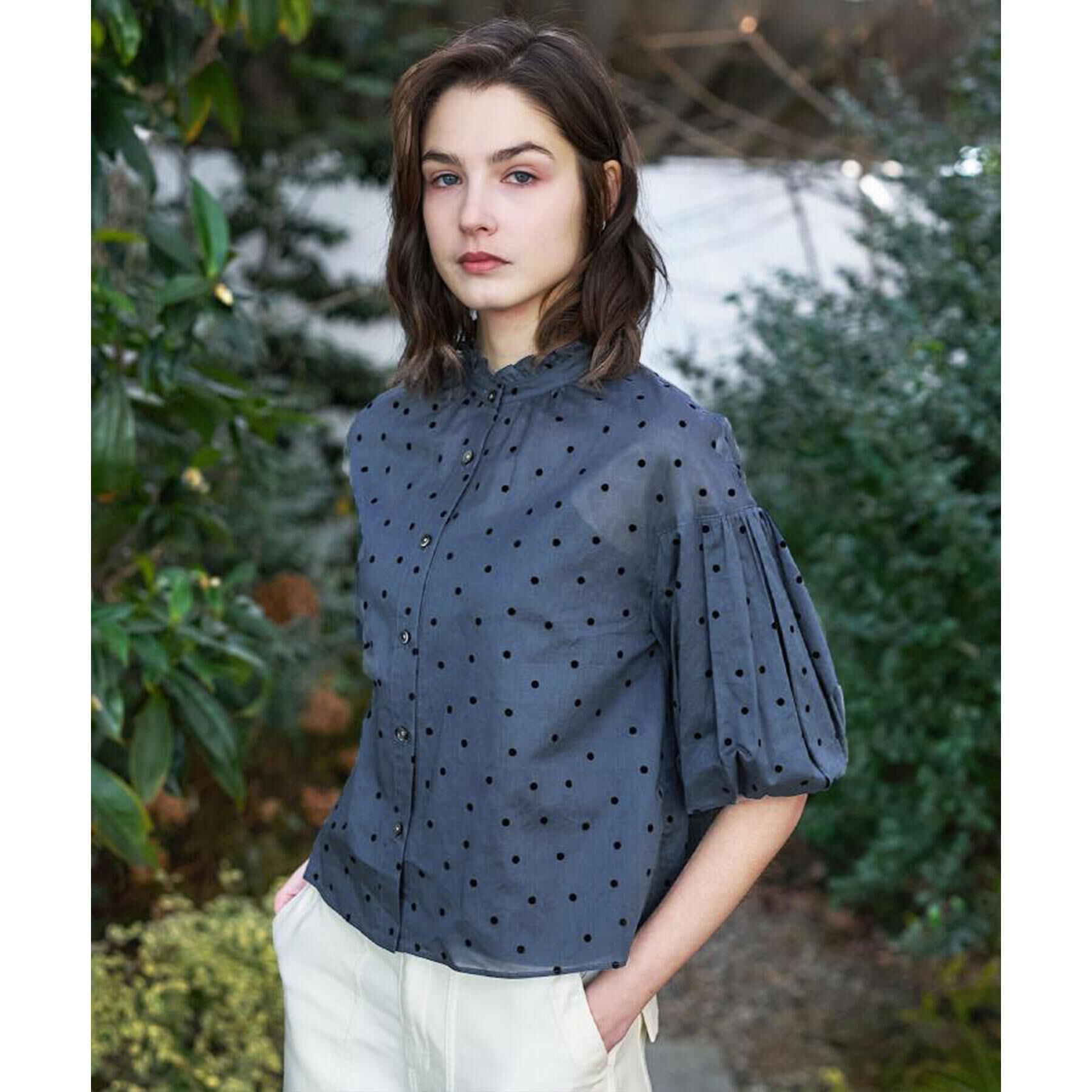 DRESSTERIOR「【大人MUSE5月号掲載】フロッキードットボリュームスリーブ」|シャツ・ブラウス|