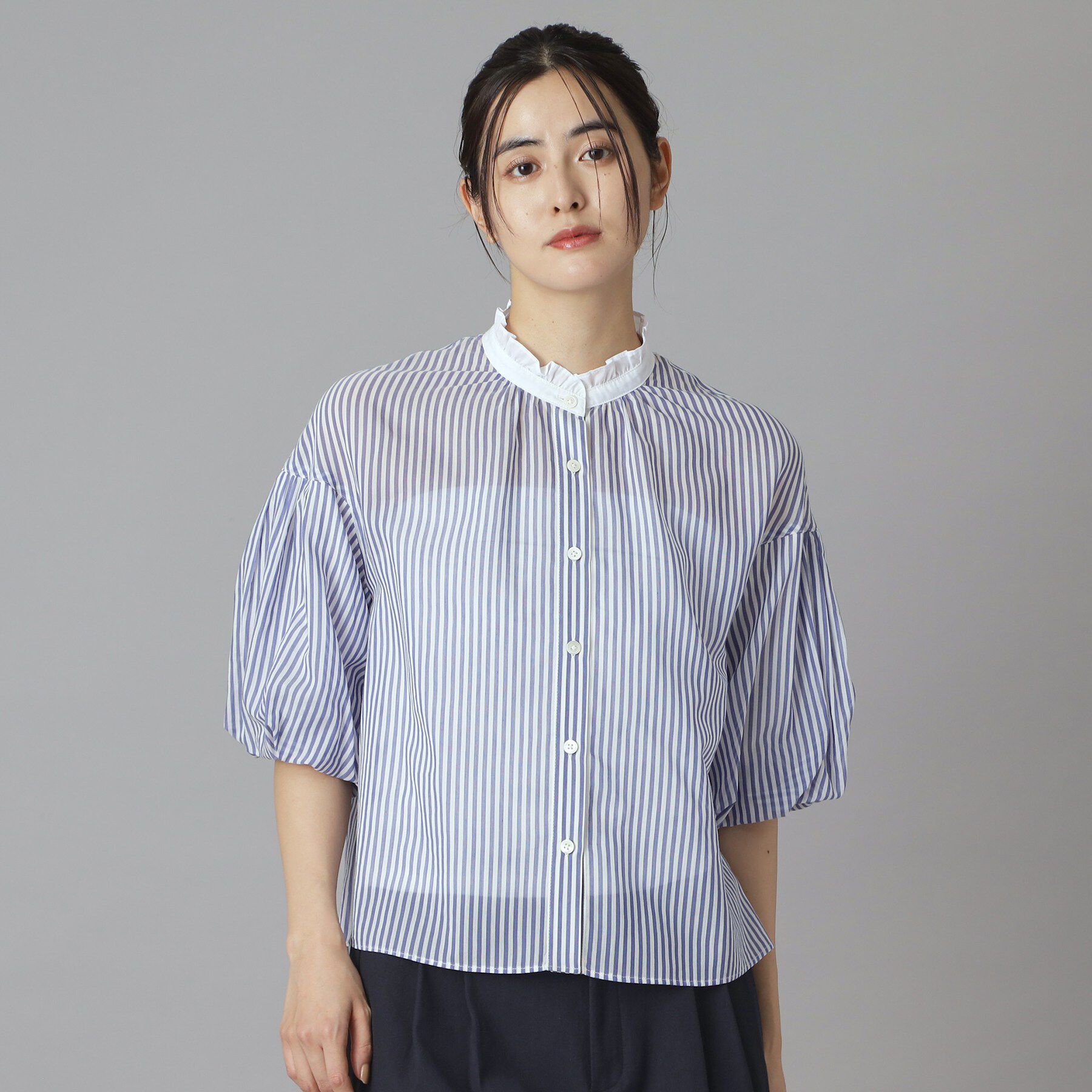 DRESSTERIOR「【大人MUSE5月号掲載】ロンドンストライプクレリックブラウス」|シャツ・ブラウス|