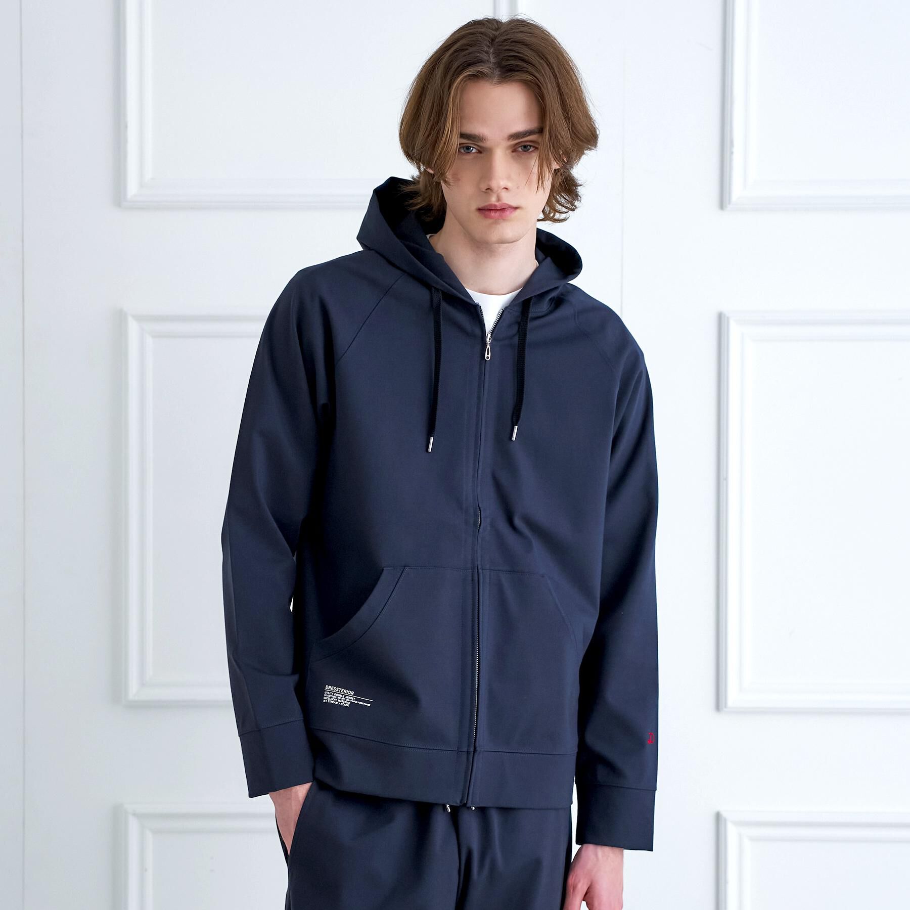 DRESSTERIOR「【接触冷感／セットアップ可】ドライタッチ ハイカウントジップアップパーカ」|パーカー|ネイビー(094)