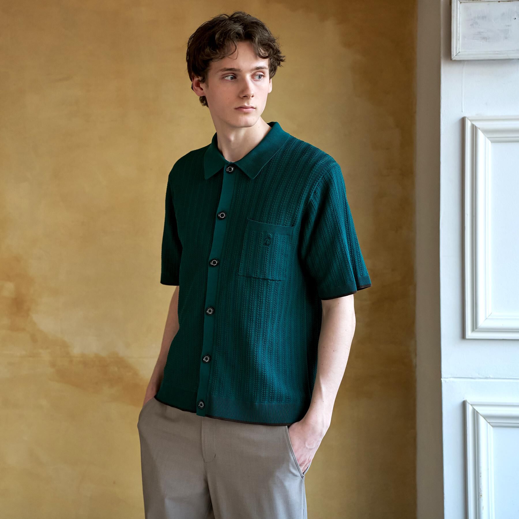 DRESSTERIOR「【Safari5月号掲載】ウォッシャブル キューバニットシャツ」|ニット・セーター|