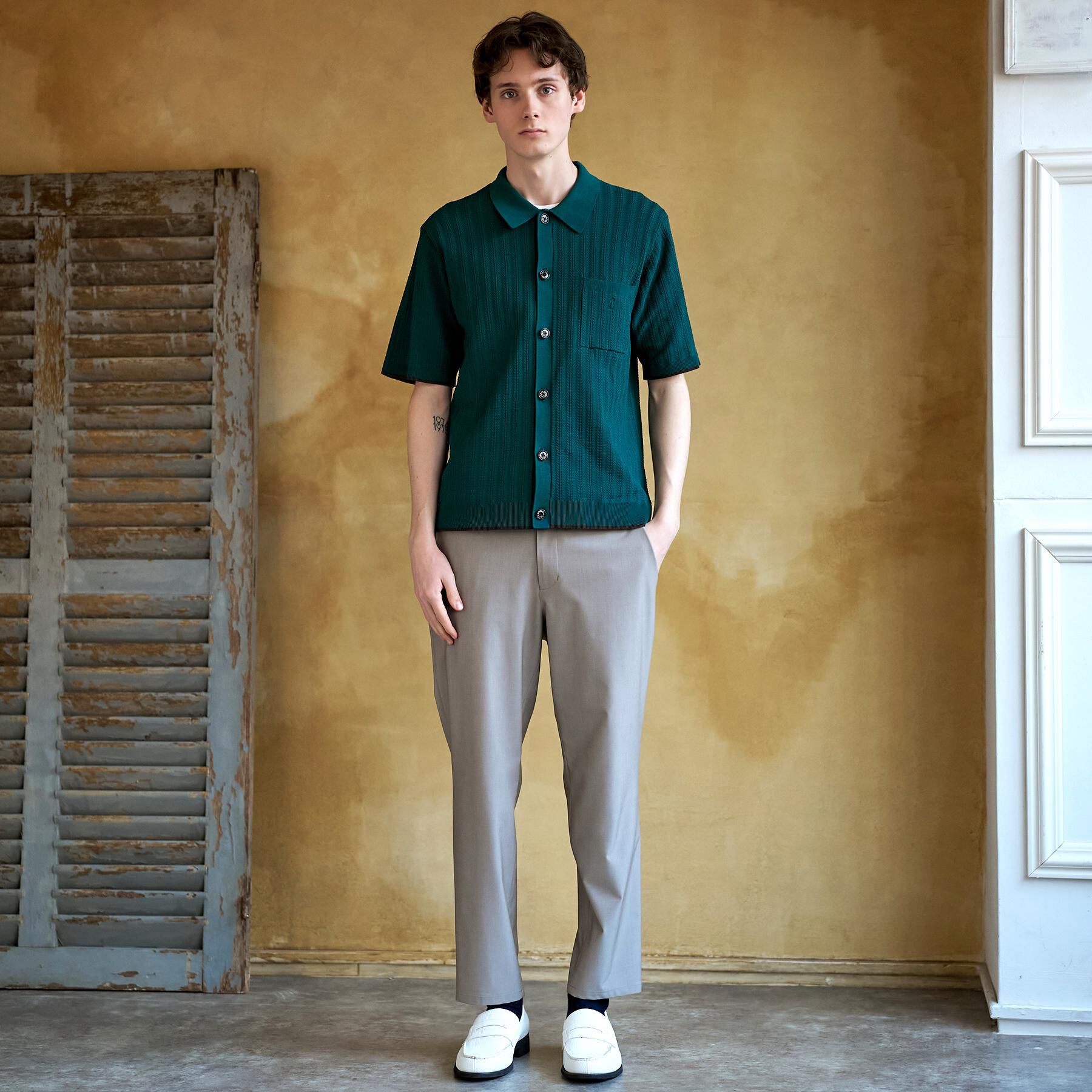 DRESSTERIOR「【Safari5月号掲載】ウォッシャブル キューバニットシャツ」|ニット・セーター|