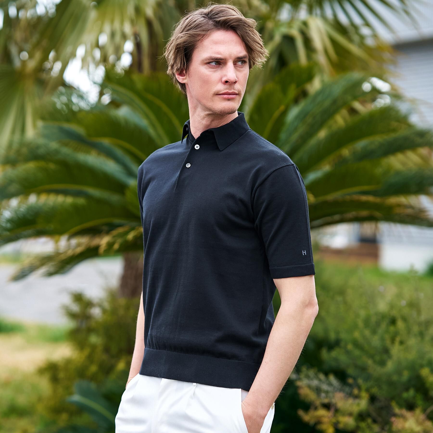 DRESSTERIOR「【干場義雅&times;DRESSTERIOR】ニットポロシャツ」|ニット・セーター|ブラック(019)