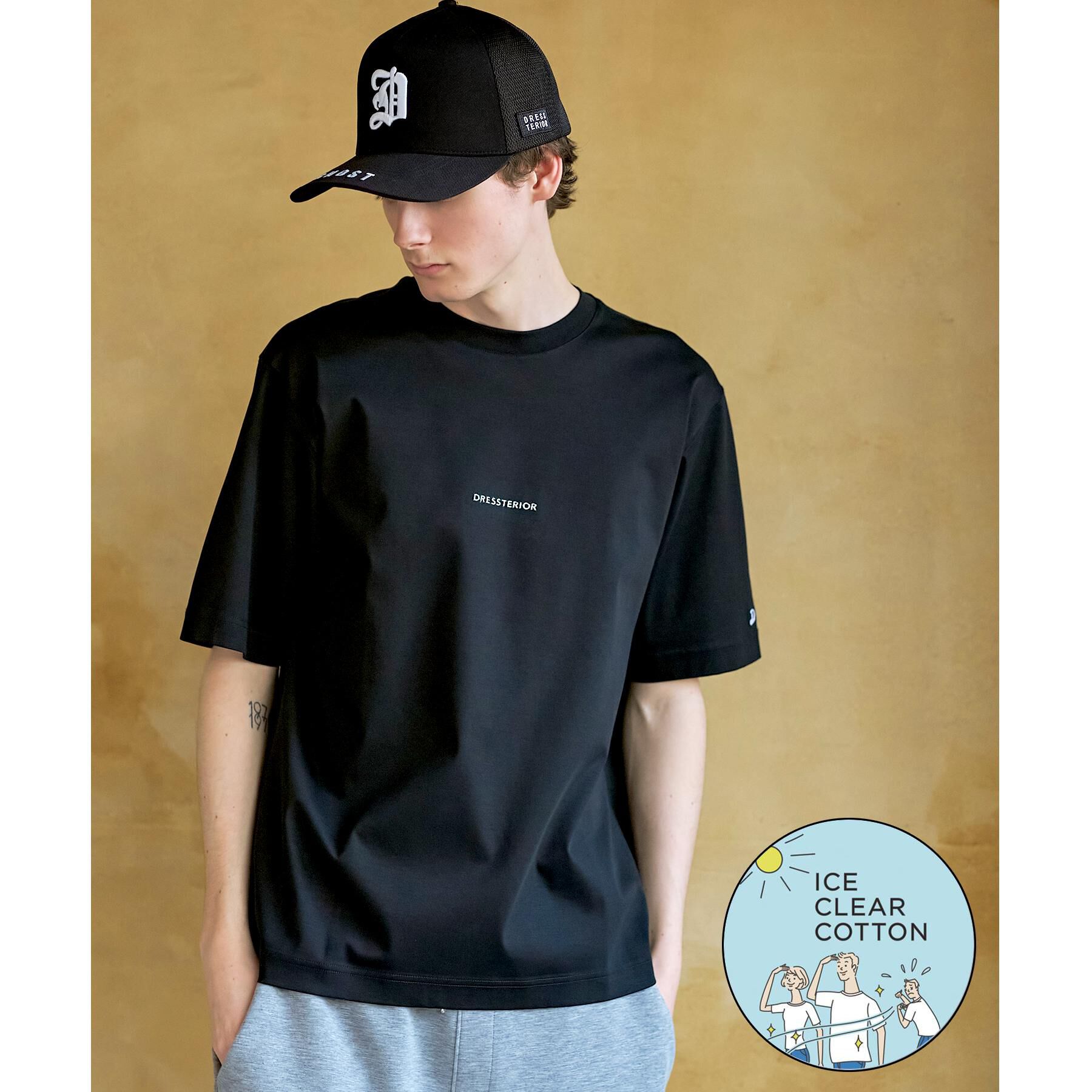 DRESSTERIOR「【接触冷感／抗菌防臭／消臭】ICE CLEAR COTTON NINEストリートTシャツ」|Tシャツ・カットソー|ブラック(019)