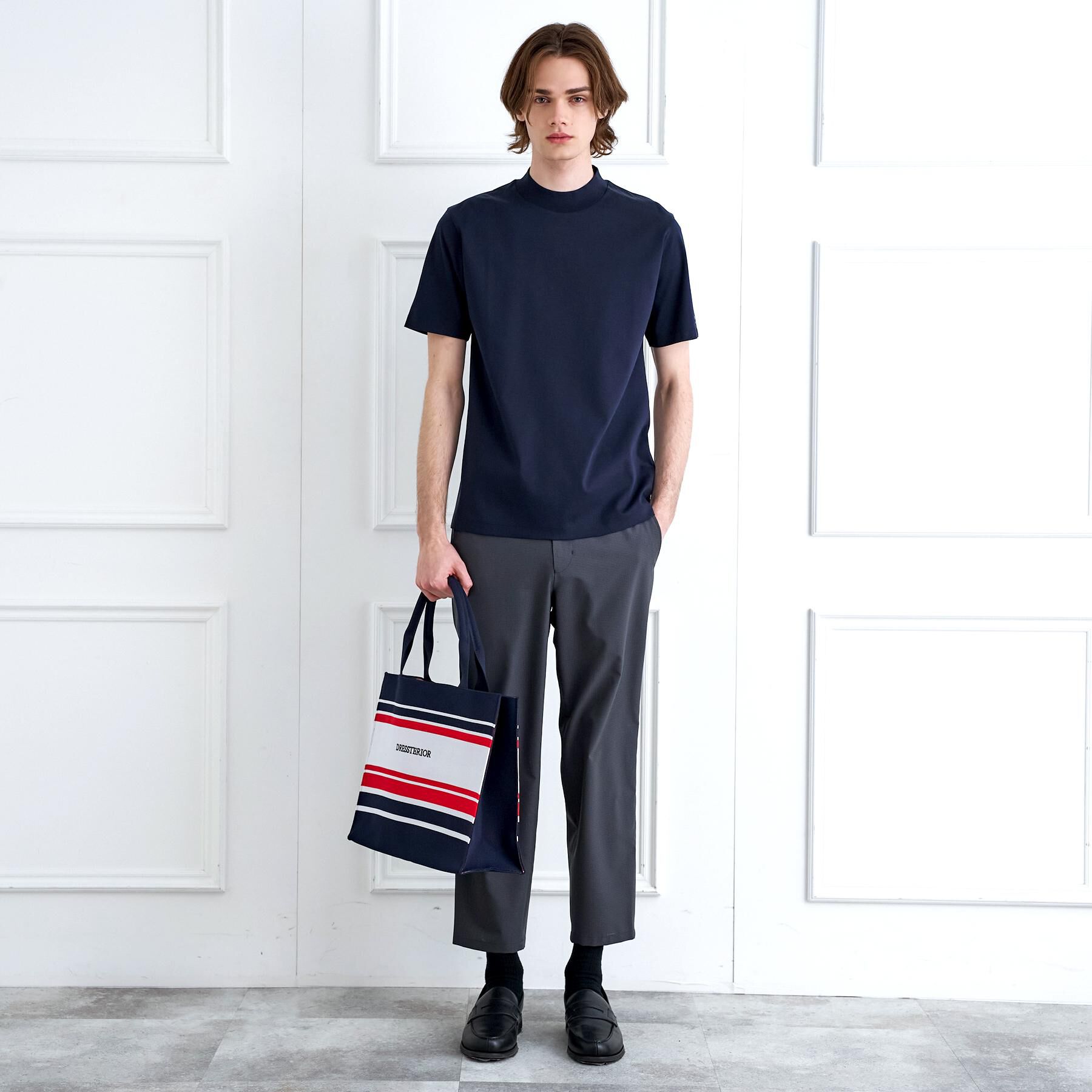 DRESSTERIOR「【接触冷感／抗菌防臭／消臭】ICE CLEAR COTTON モックネックTシャツ」|Tシャツ・カットソー|