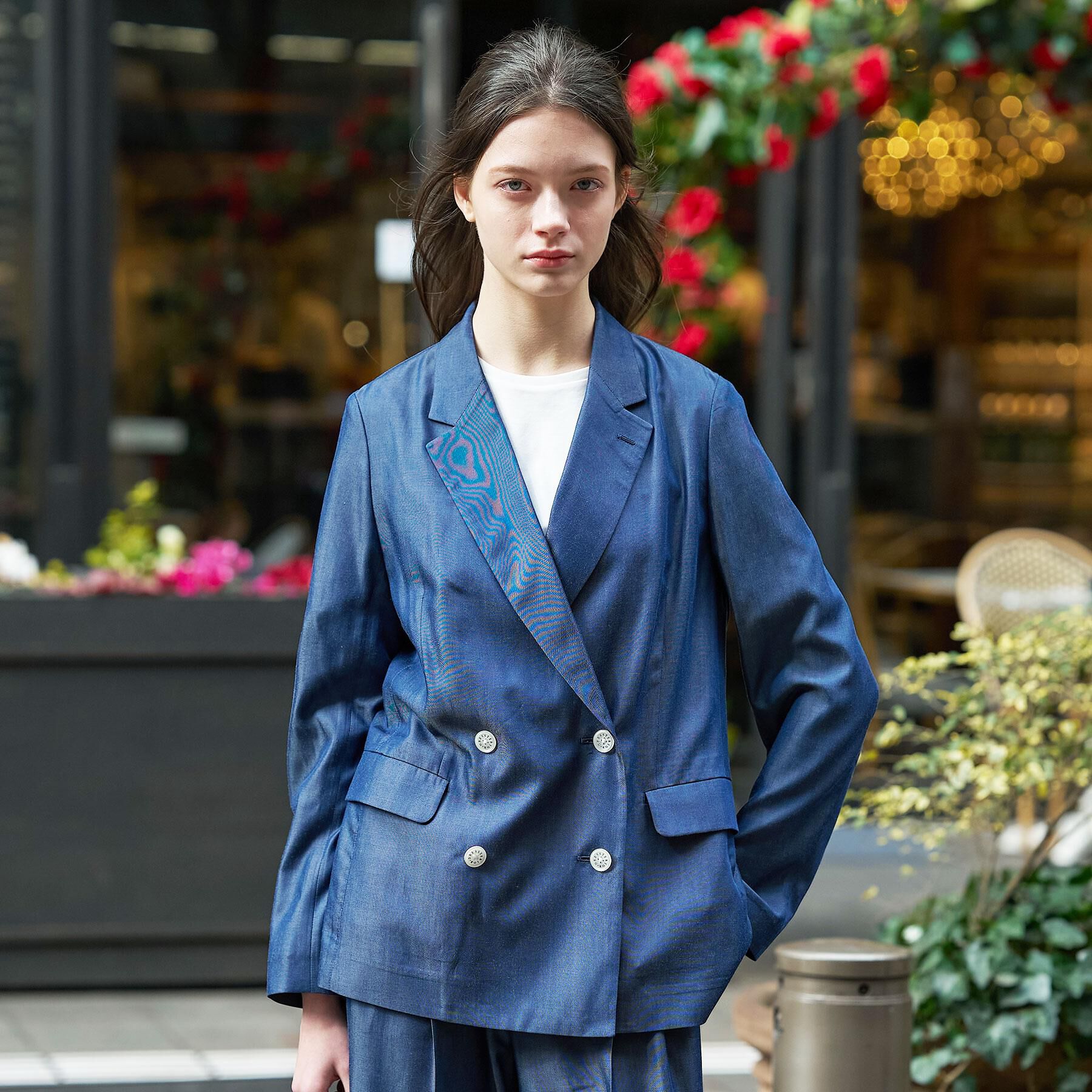 DRESSTERIOR「【大人MUSE5月号掲載/セットアップ可】テンセルデニムダブルジャケット」|テーラードジャケット|ブルー(093)