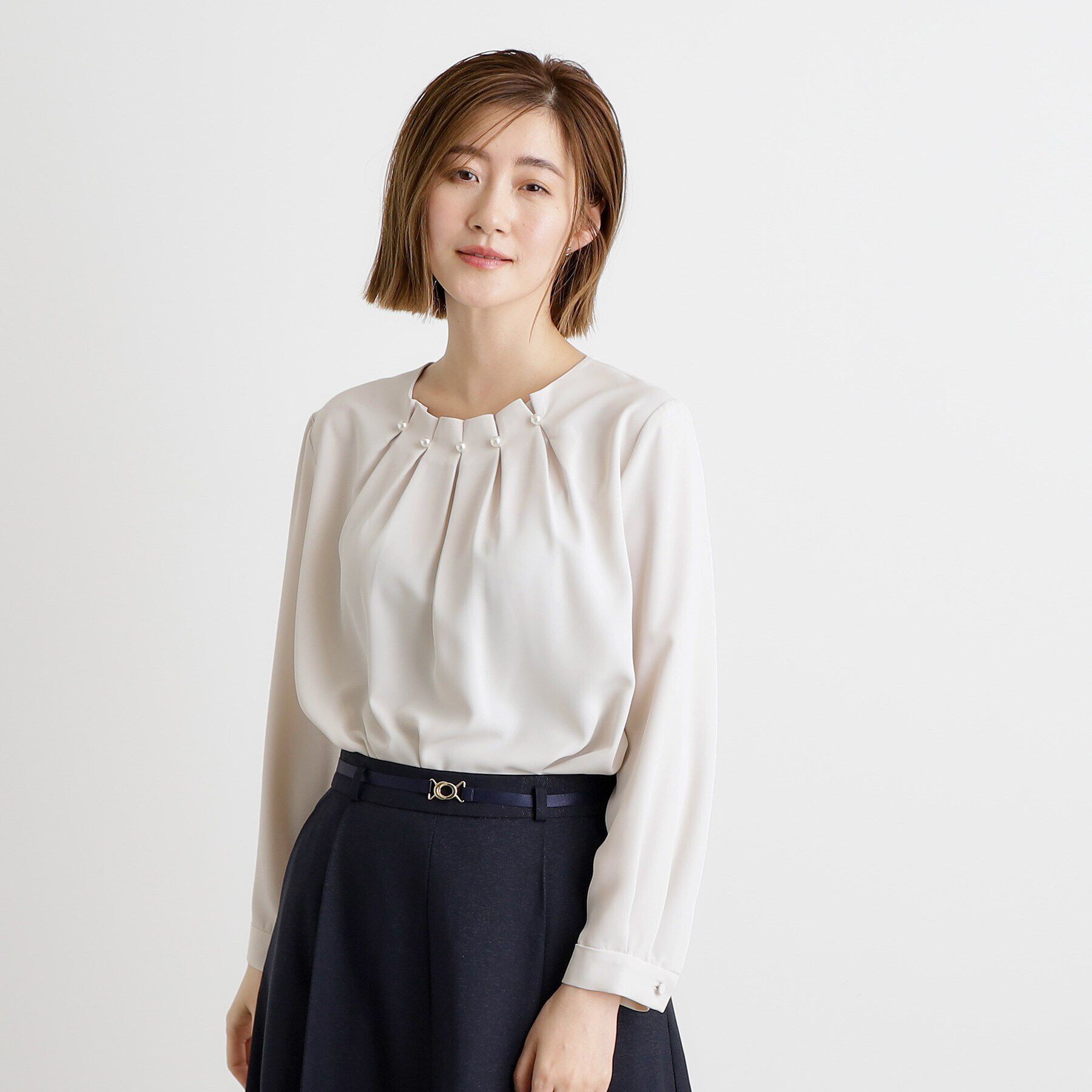 grove「パール調タックブラウス」|シャツ・ブラウス|