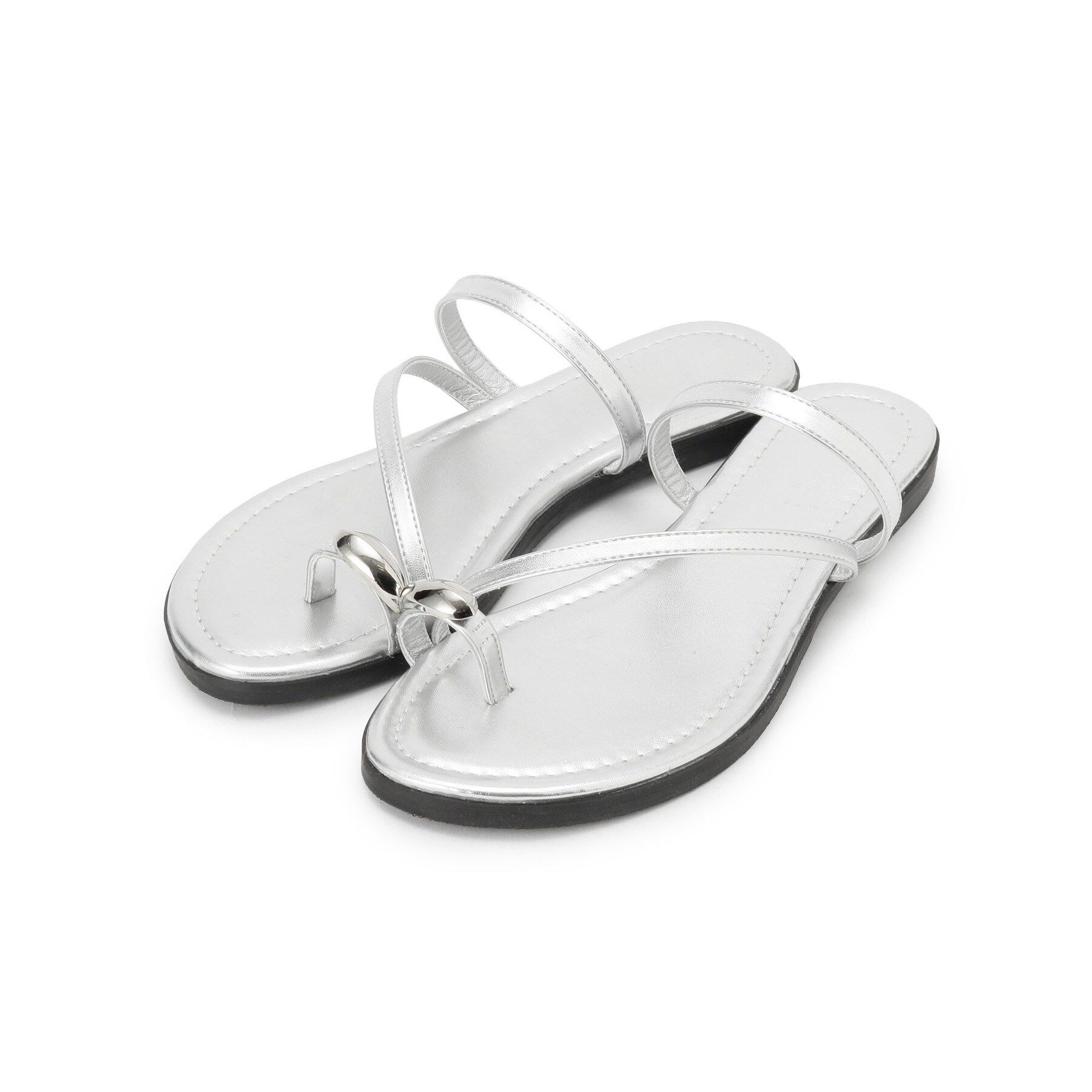 grove「メタルサムリングフラットサンダル」|サンダル|シルバー(006)