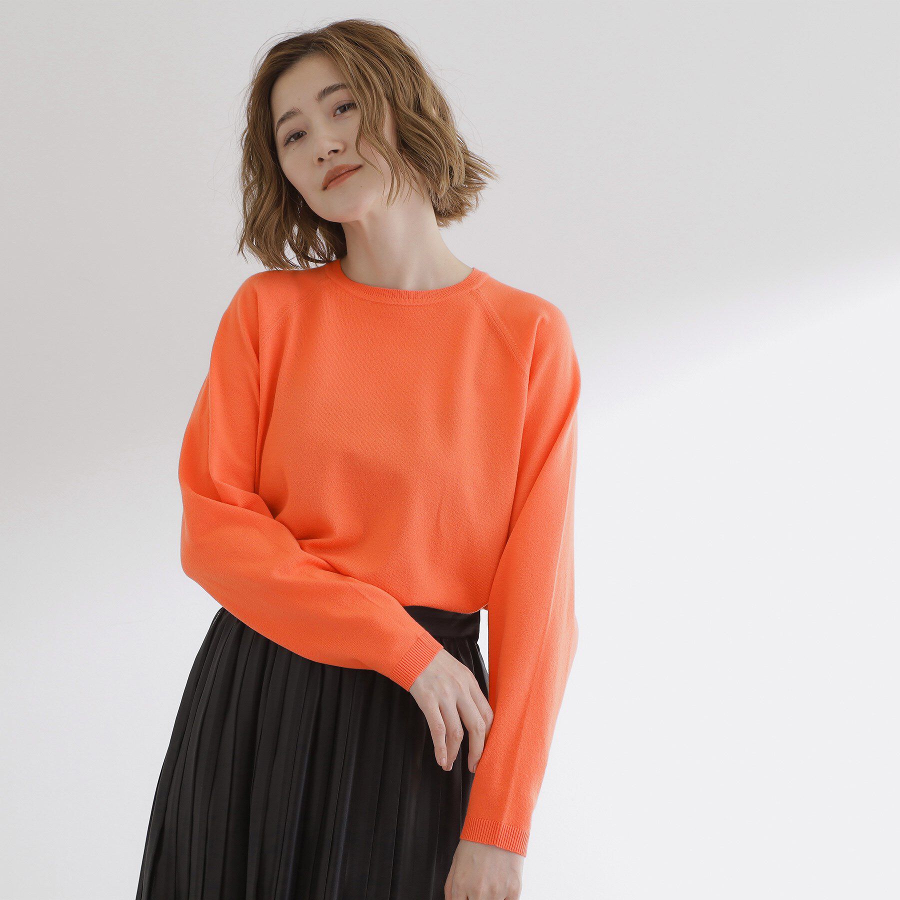 grove「最終お値下げ！！【洗える/毛玉軽減】天竺ラグランスリーブプルオーバー」|ニット・セーター|オレンジ(067)
