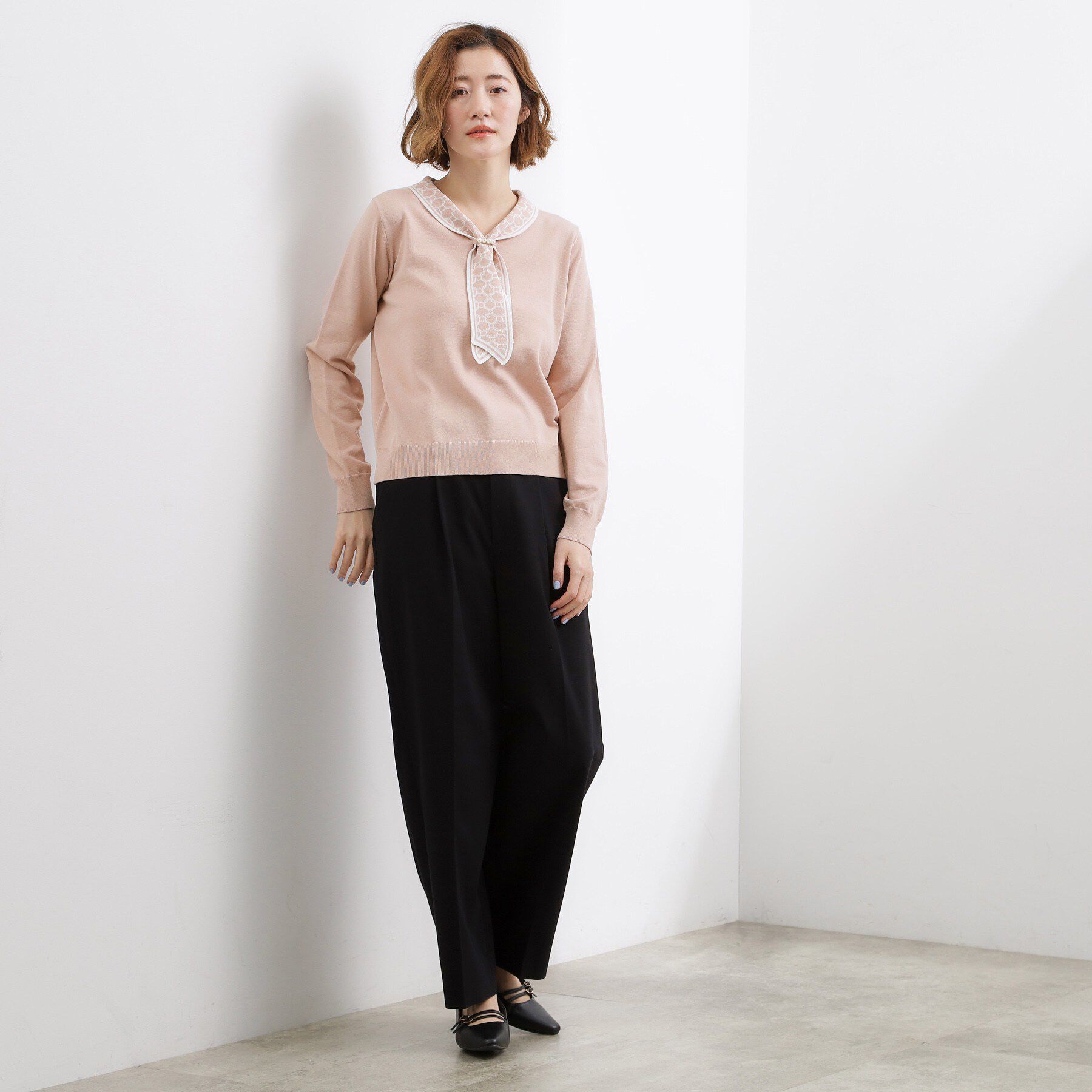 grove「ディテールで差がつく　大人のスカーフ柄ボウタイニット」|ニット・セーター|