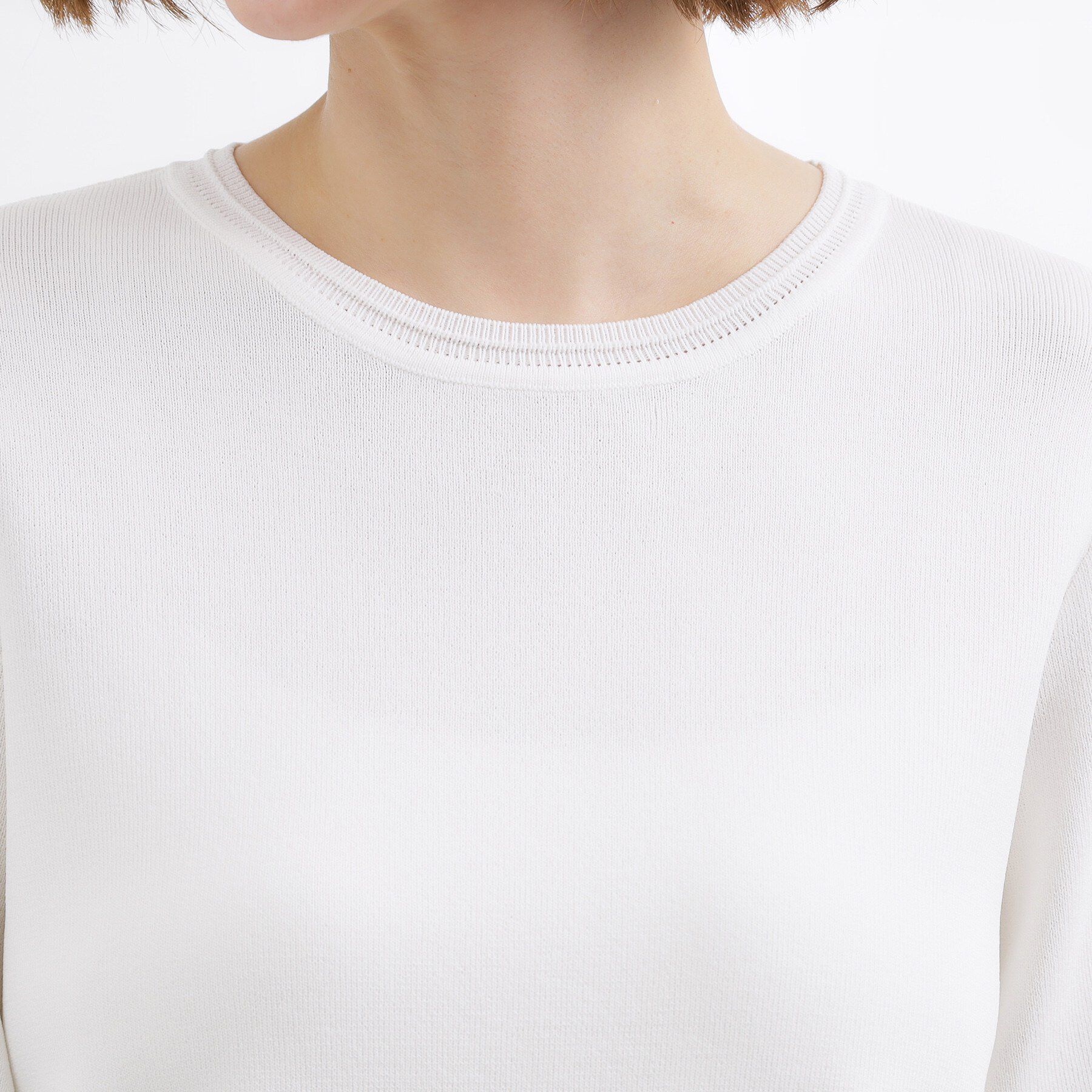 grove「【貴島明日香さん着用・シリーズ累計34万枚】やわらかドライタッチ 五分袖クルーネックニット」|ニット・セーター|