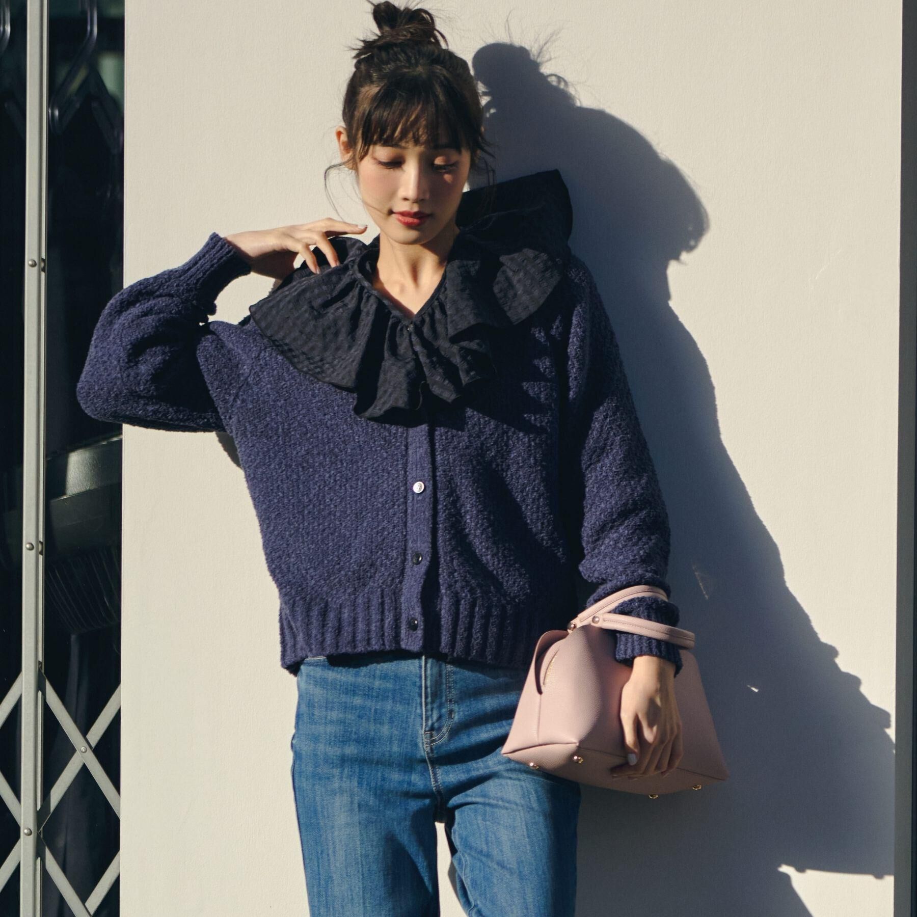 grove「コットン混バスケットVネックカーディガン」|カーディガン|