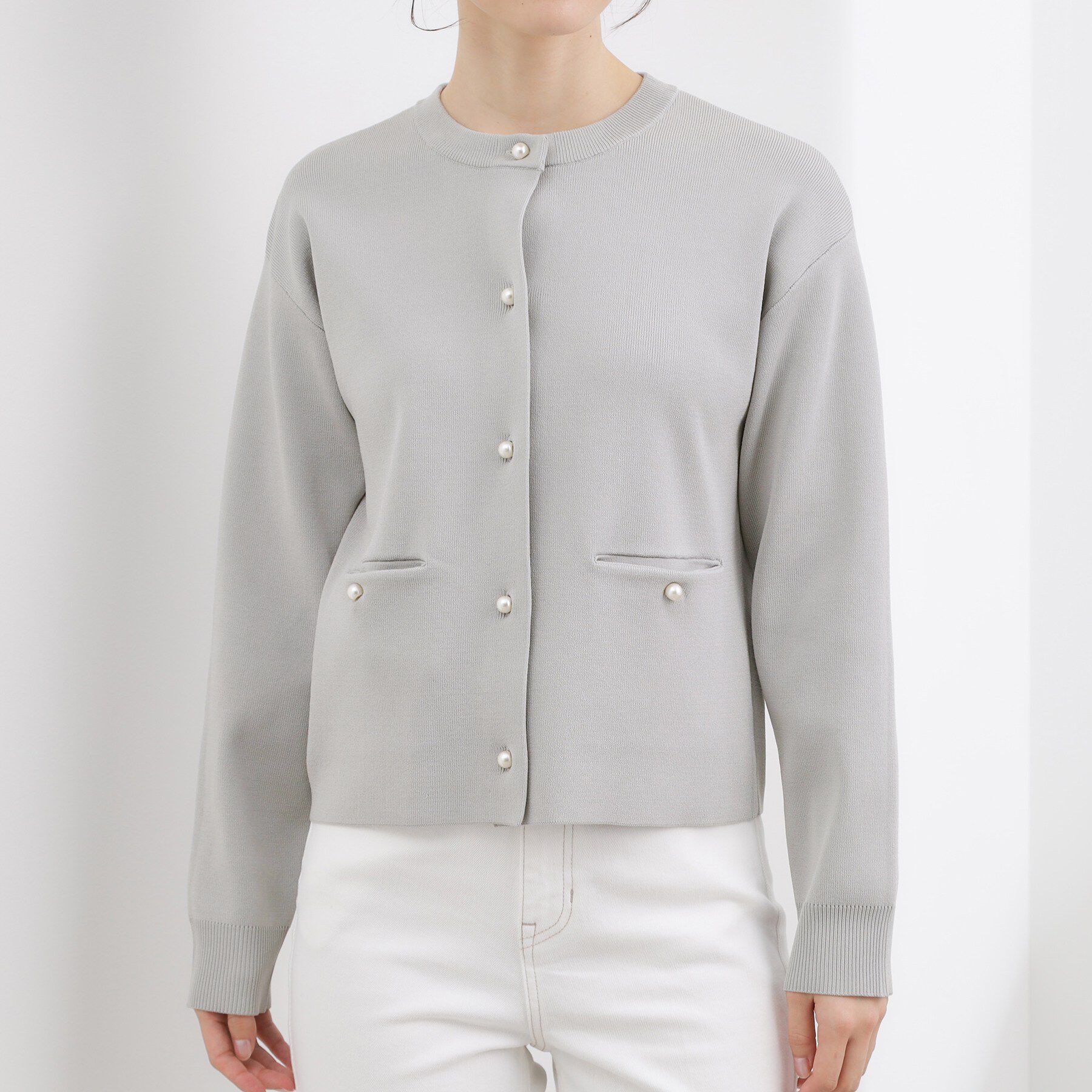 grove「【SETUP対応】パール調釦ニットカーディガン」|カーディガン|
