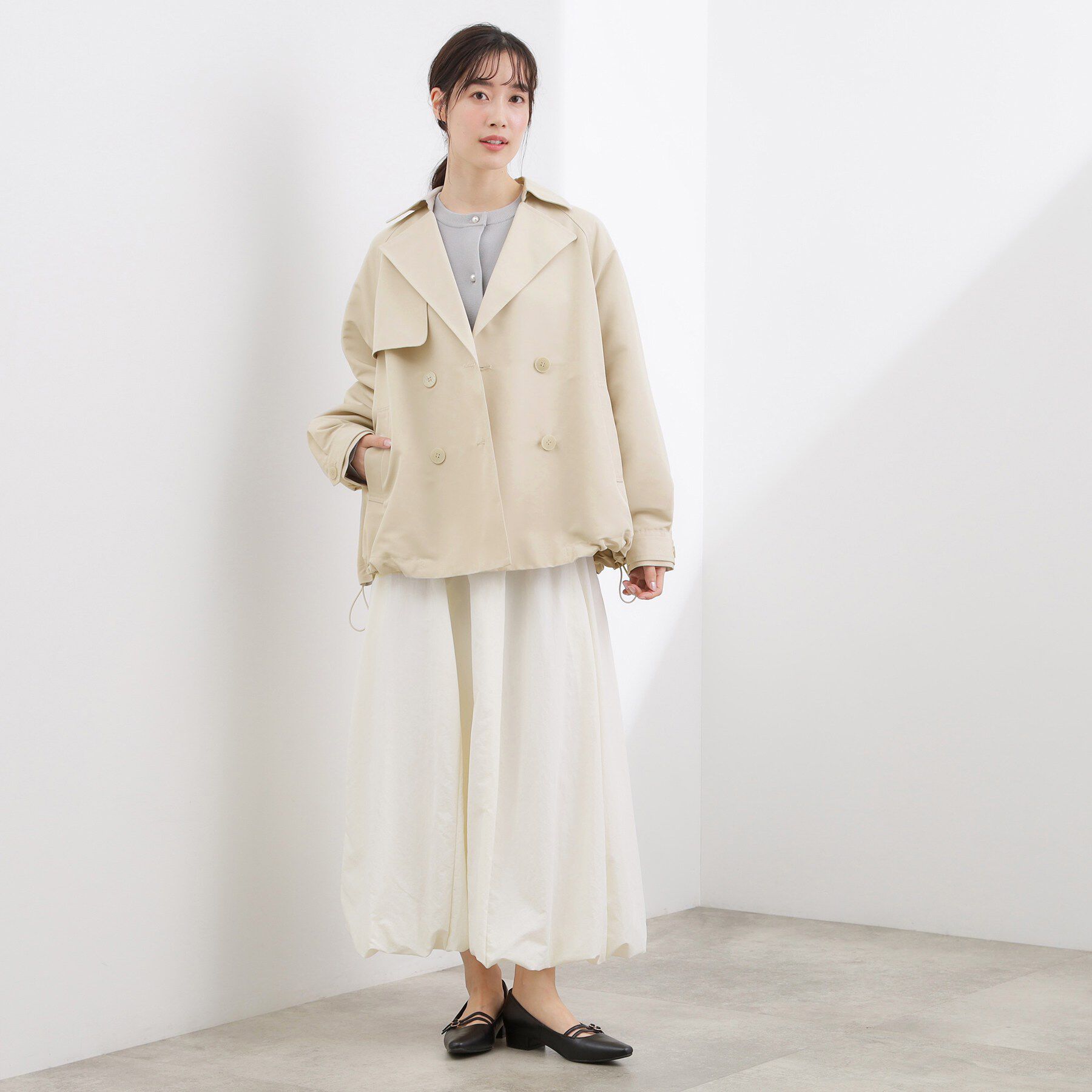 grove「【貴島明日香さん着用】【撥水／シルエット2WAY】軽やかミドルトレンチコート」|トレンチコート|