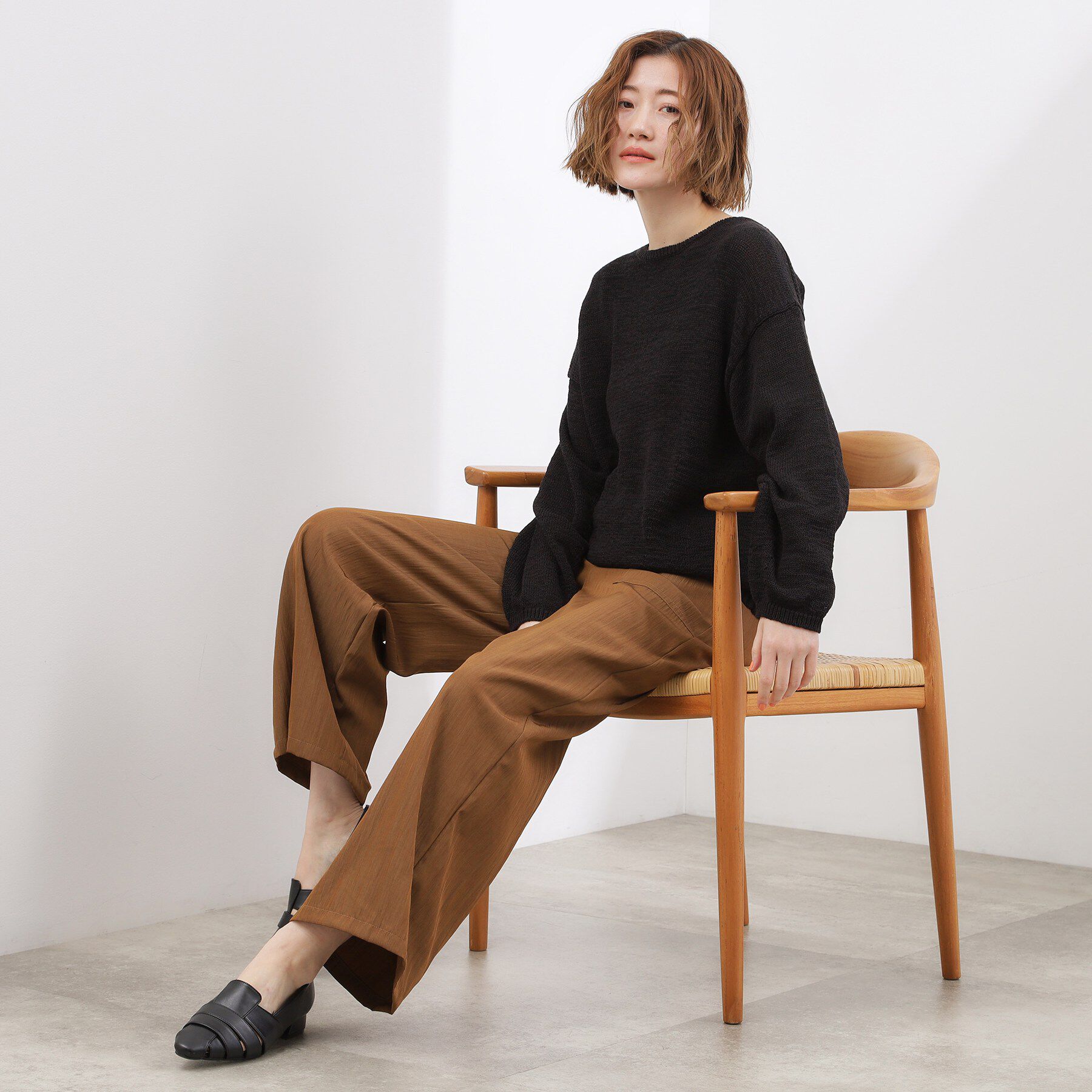 grove「【貴島明日香さん着用・大人のリラックススタイル】テープヤーン ボートネックニット」|ニット・セーター|