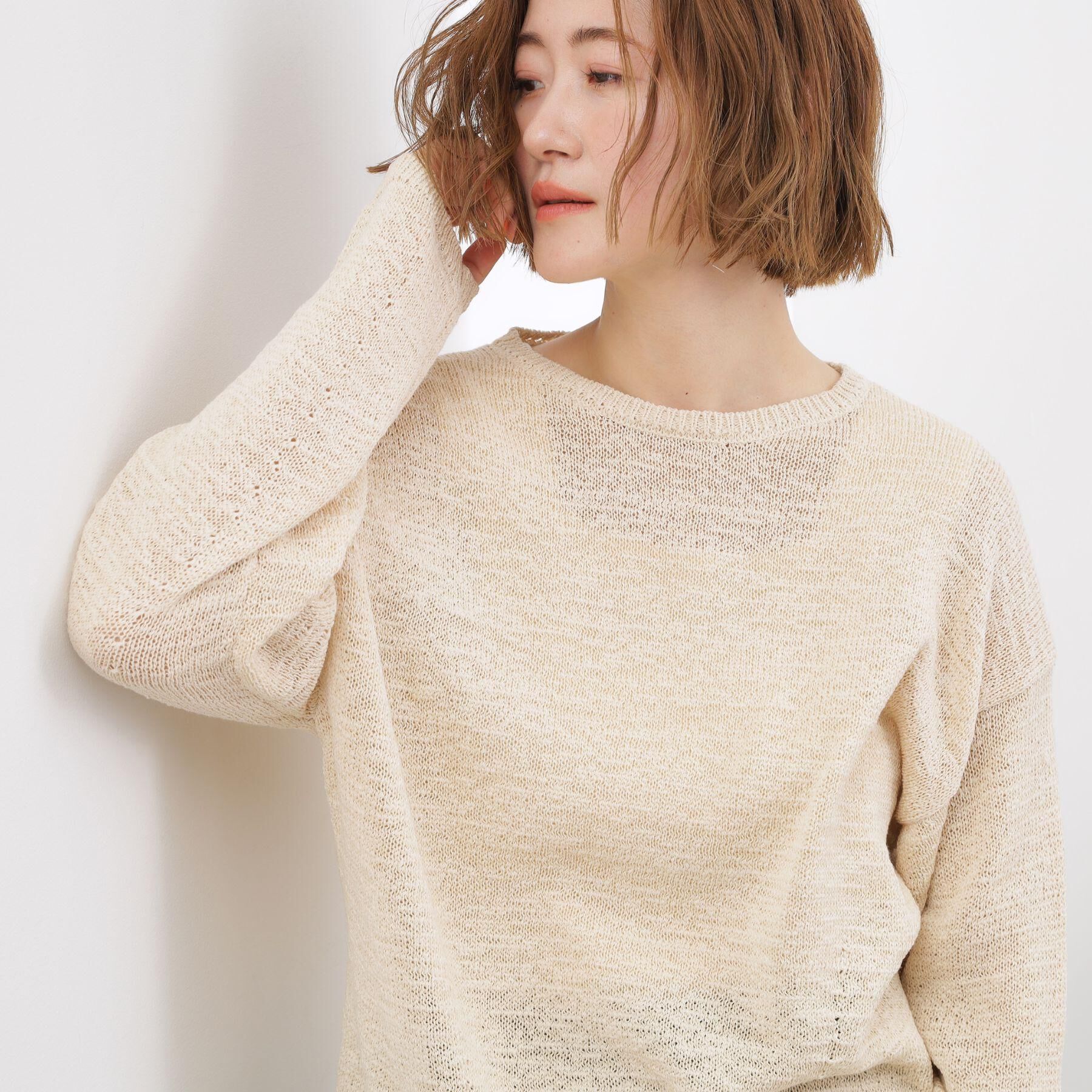 grove「【貴島明日香さん着用・大人のリラックススタイル】テープヤーン ボートネックニット」|ニット・セーター|