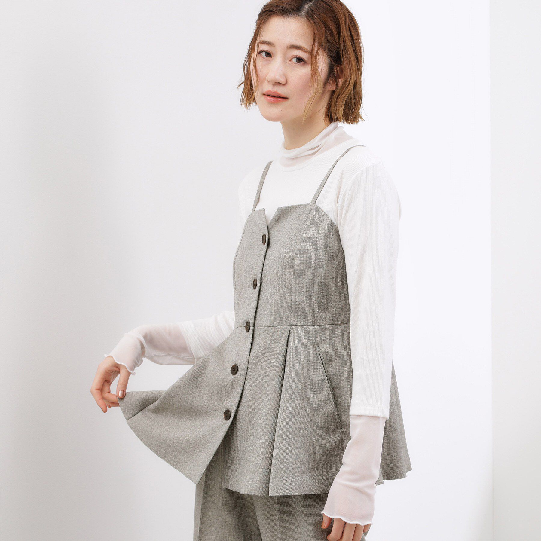 grove「【貴島明日香さん着用・カセット服】リネンライク ペプラムビスチェ」|シャツ・ブラウス|