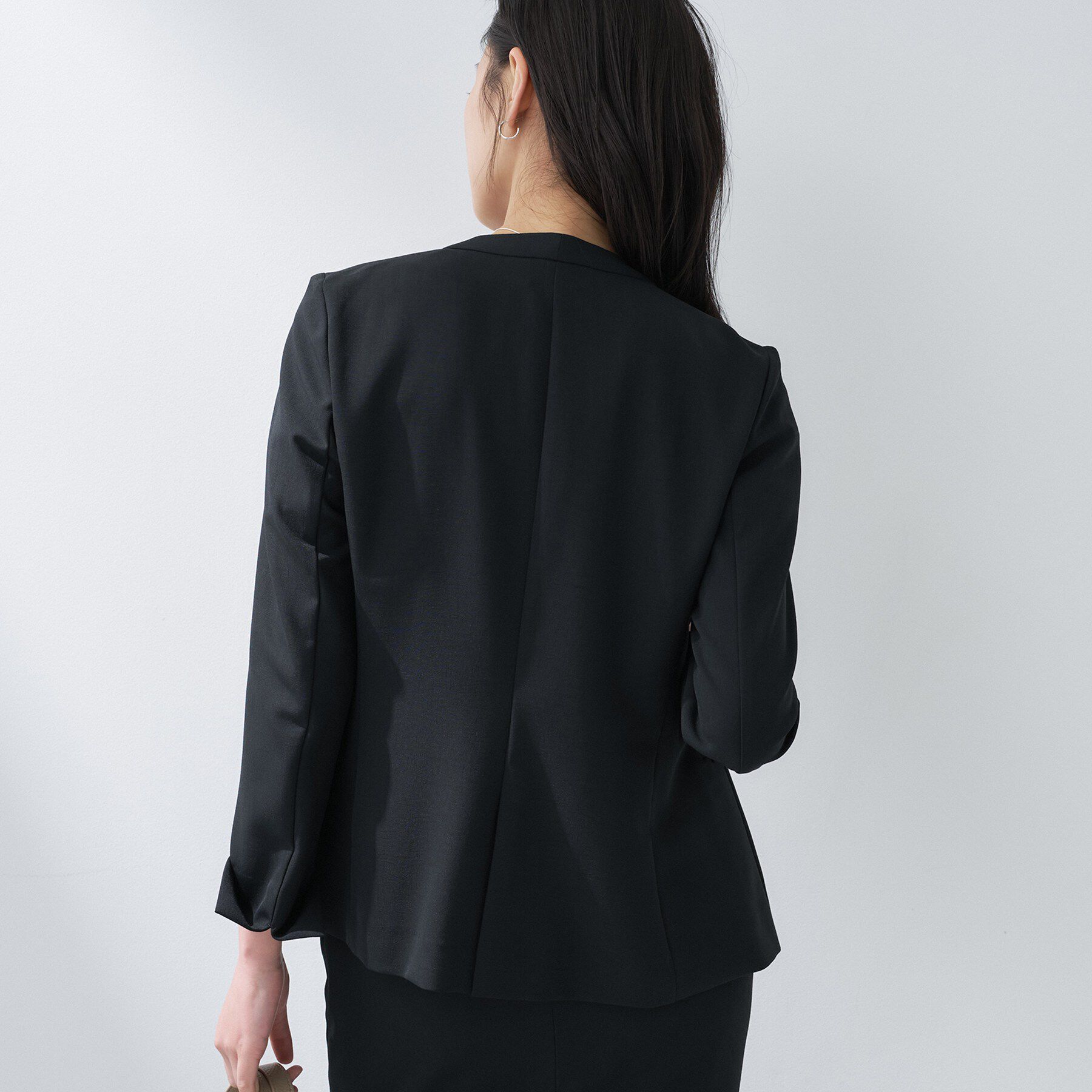 INDIVI「【定番スーツ／UVケア／洗える】ウール調ノーカラージャケット」|スーツ|