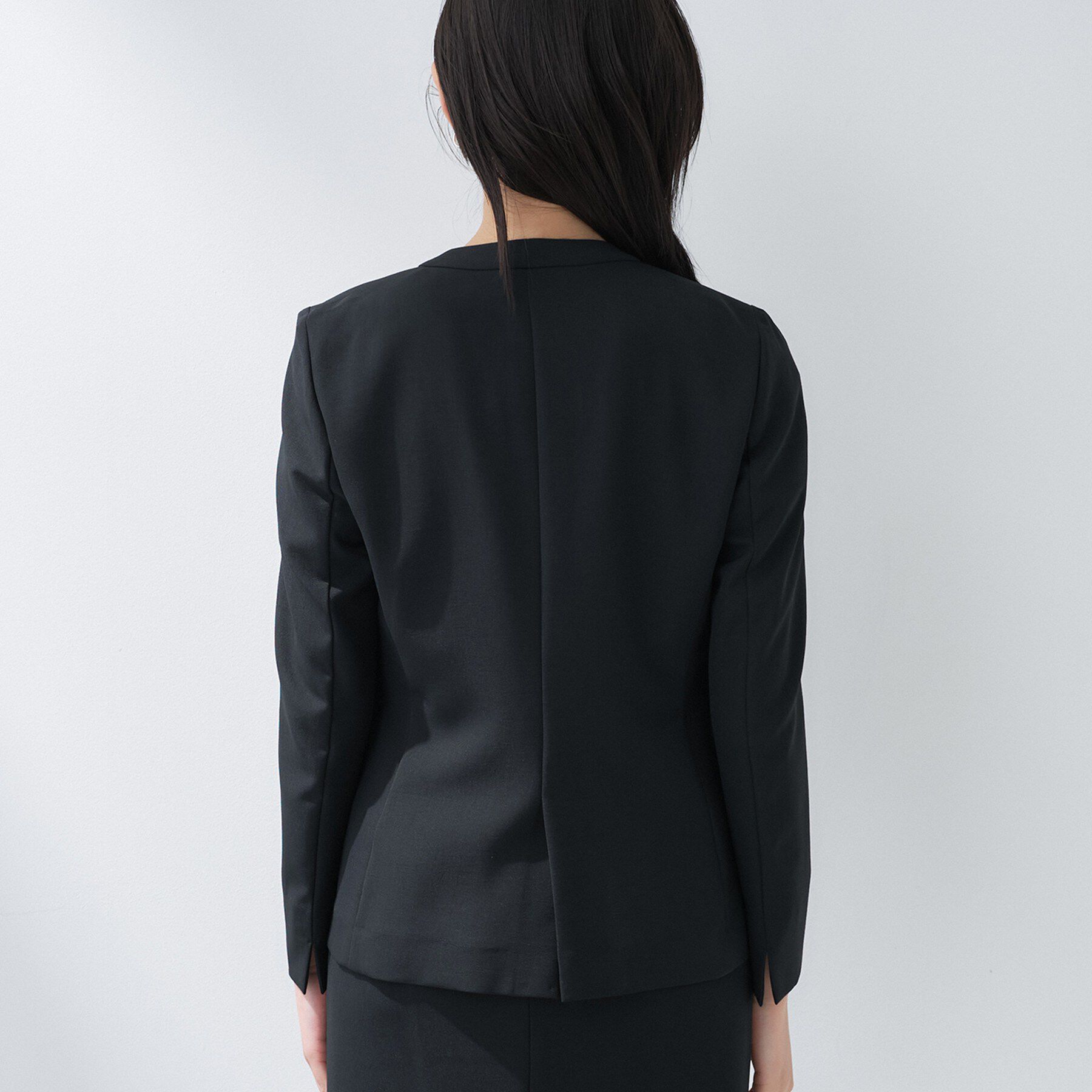 INDIVI「【定番スーツ／UVケア／洗える】ウール調ノーカラージャケット」|スーツ|