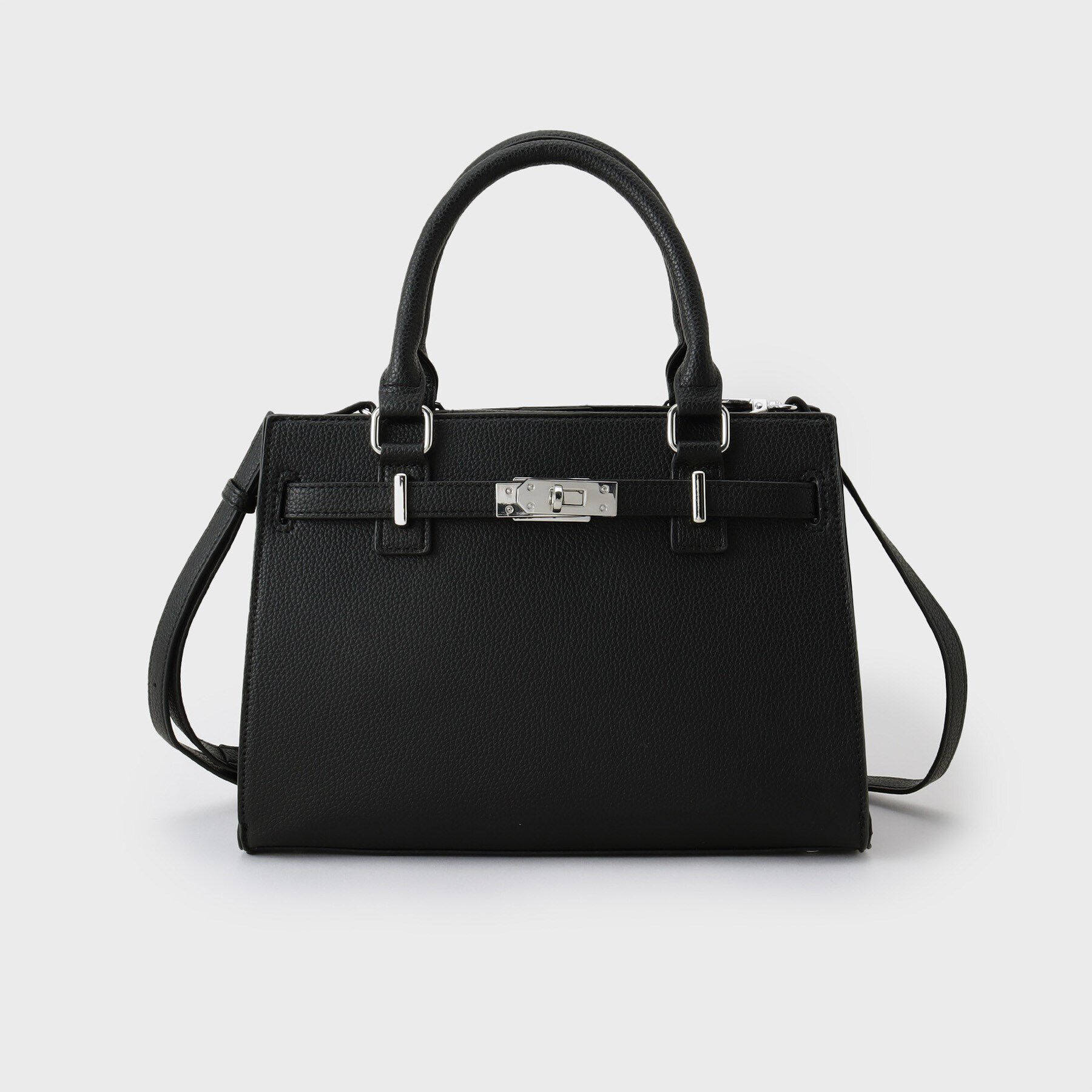 INDIVI「【合皮／フォーマル】ショルダー付きスクエアバッグ」|ショルダー・メッセンジャー|ブラック(019)