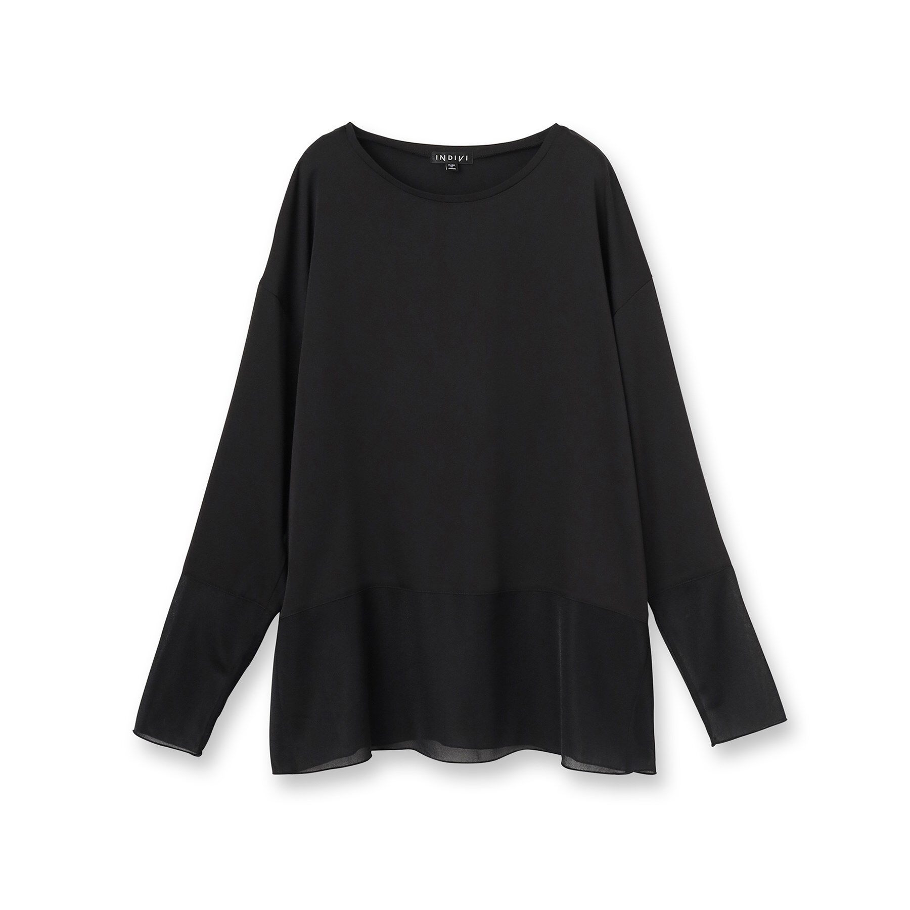 INDIVI「【洗える】袖＆裾 シアーデザイントップス」|Tシャツ・カットソー|