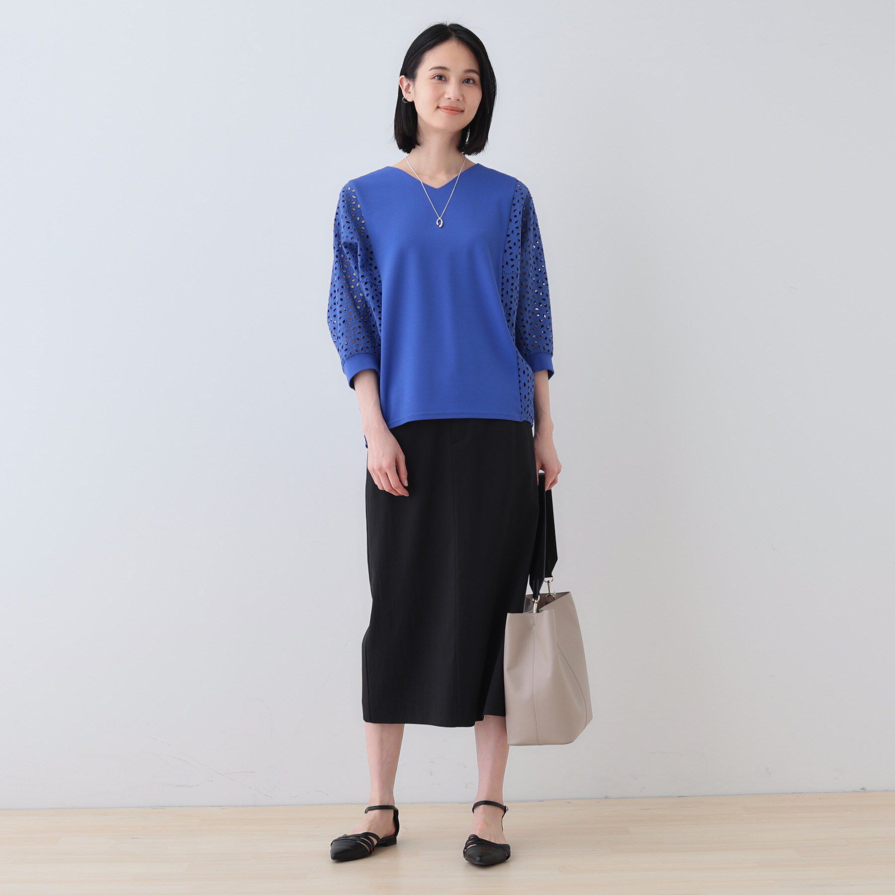 INDIVI「【洗える／体型カバー】レースコンビトップス」|Tシャツ・カットソー|