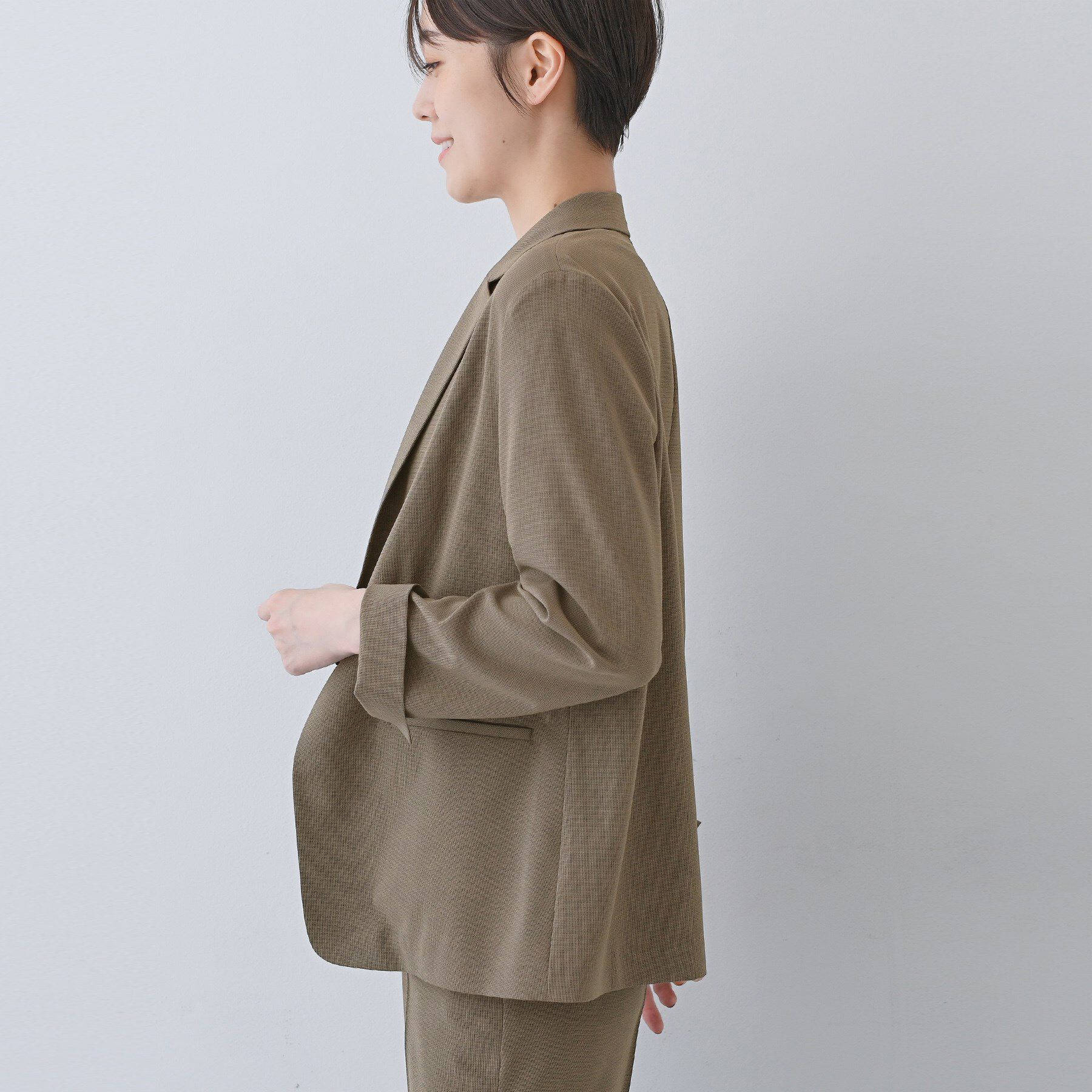 INDIVI「【洗える／夏スーツ】ミニ千鳥柄テーラードカラージャケット」|テーラードジャケット|