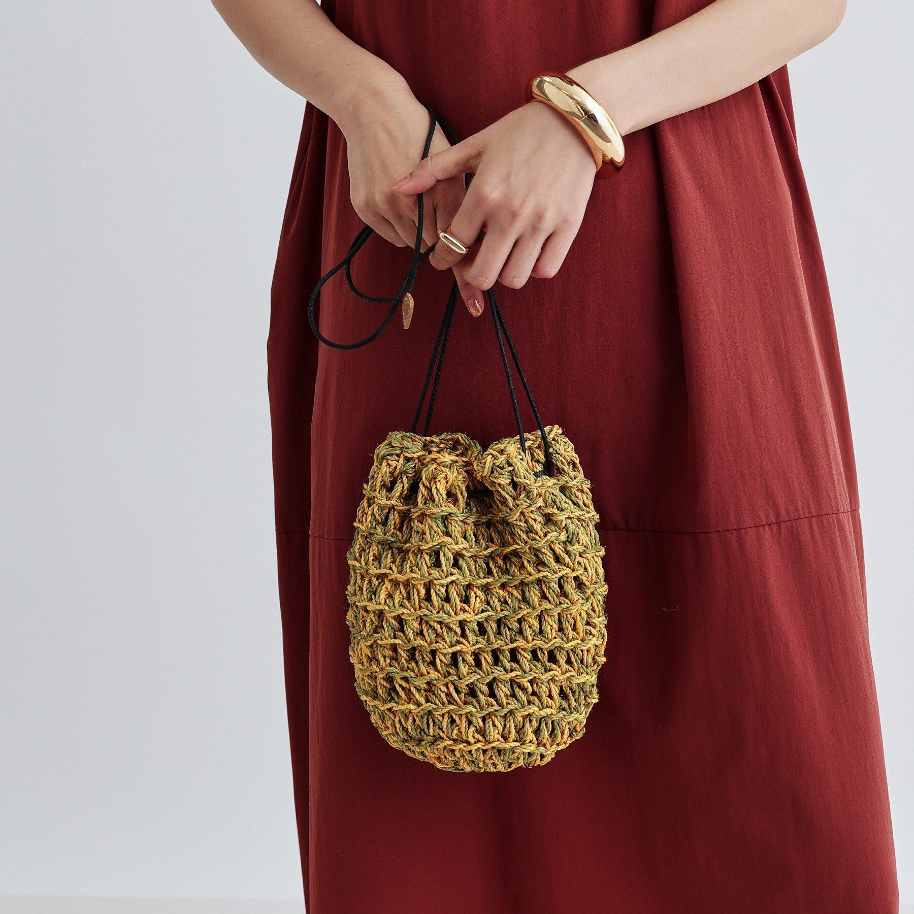 GALLEST「【The Bagmati】ABACA巾着バッグ」|ハンドバッグ|イエロー(031)