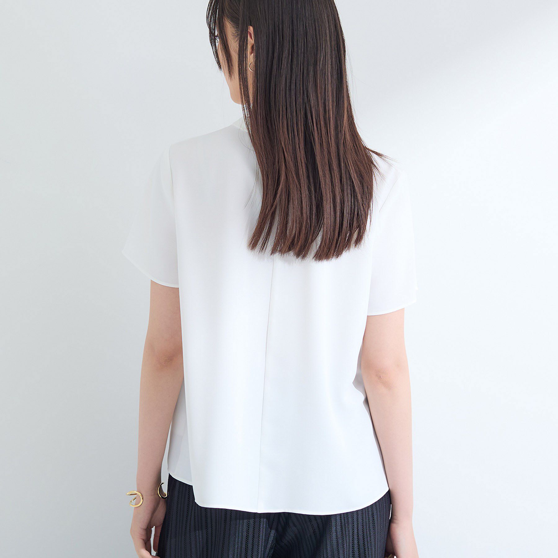 INDIVI「【UVケア】モノグラム ボウタイデザインブラウス」|シャツ・ブラウス|