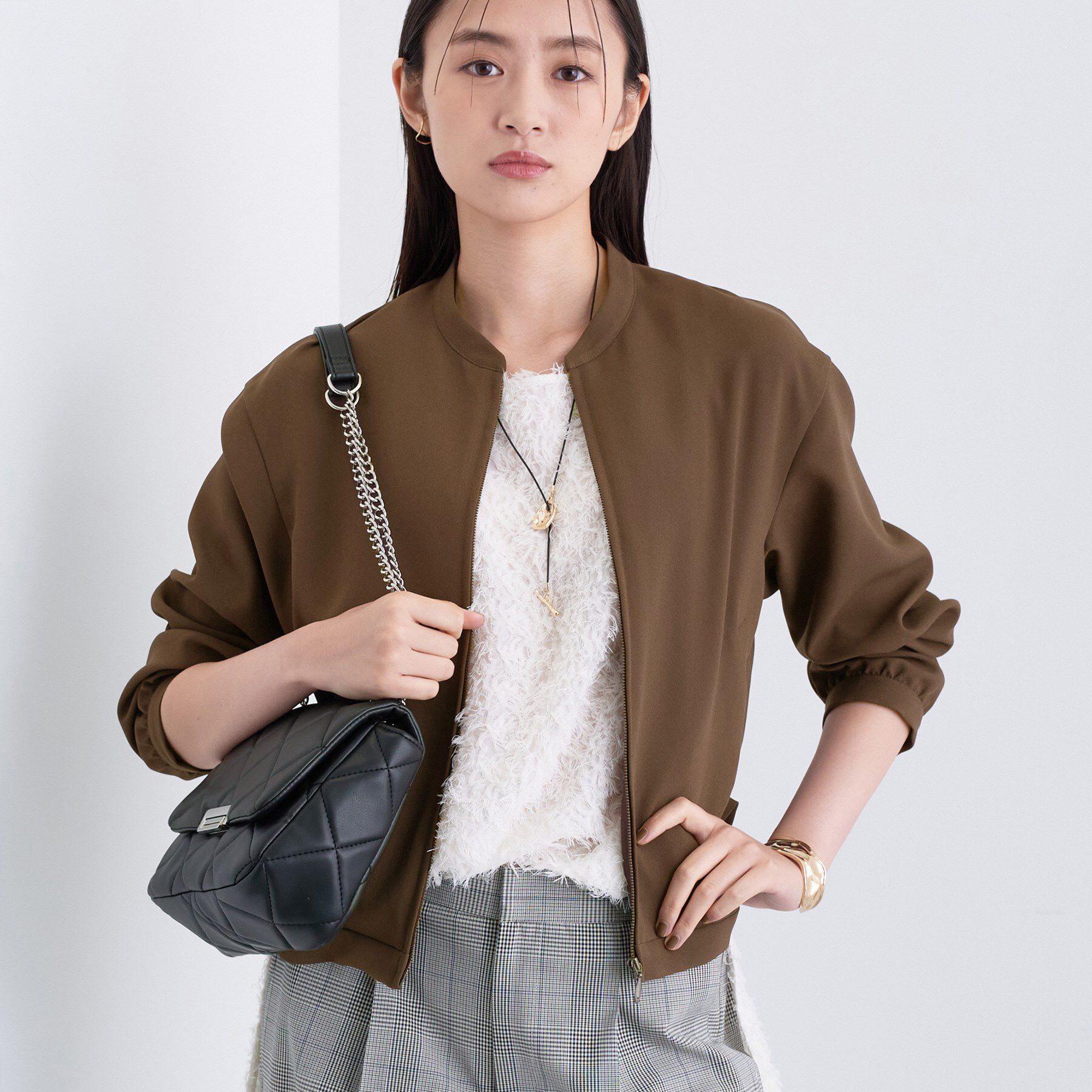 INDIVI「【洗える／UVケア／吸汗速乾】ジョーゼットライトブルゾン」|ブルゾン・スタジャン|