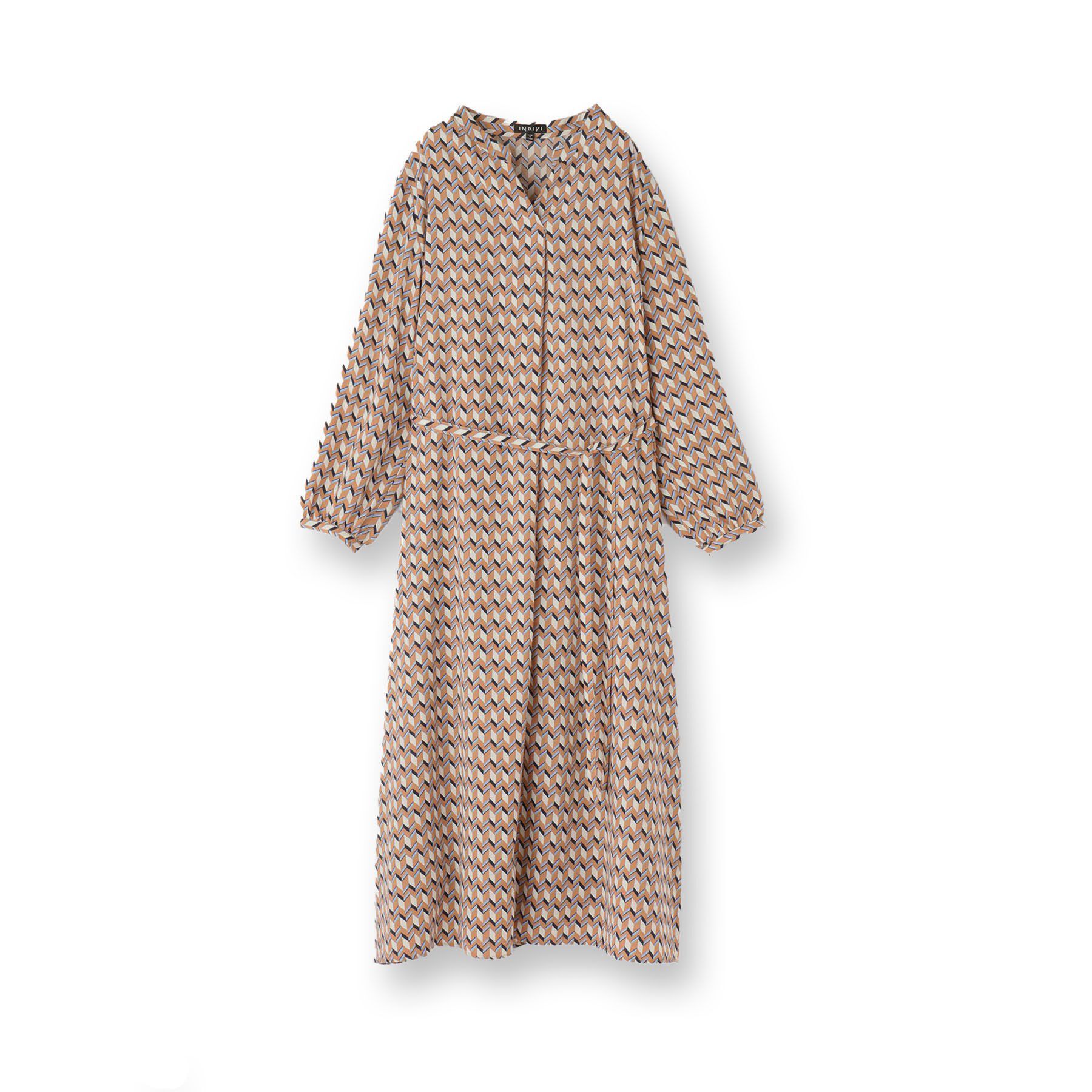 INDIVI「【洗える／オリジナル柄】ジオメプリント フレアワンピース」|ワンピース|