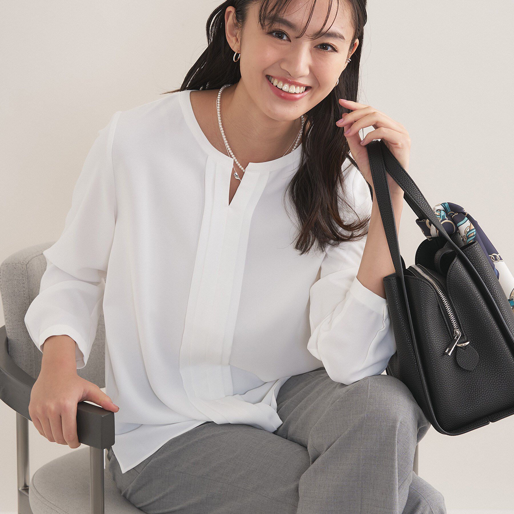 INDIVI「【洗える／透けにくい】ジオメ柄プリントブラウス」|シャツ・ブラウス|